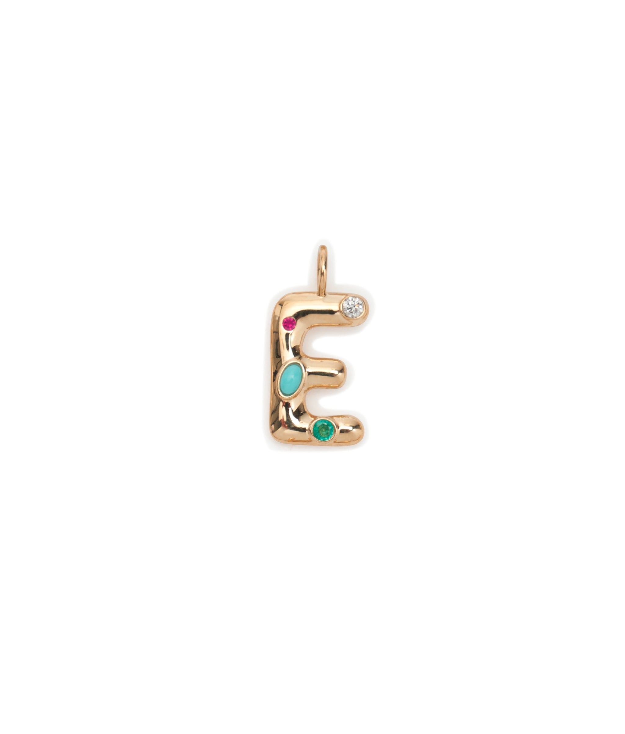 14k Gold Confetti Letter "E" Charm