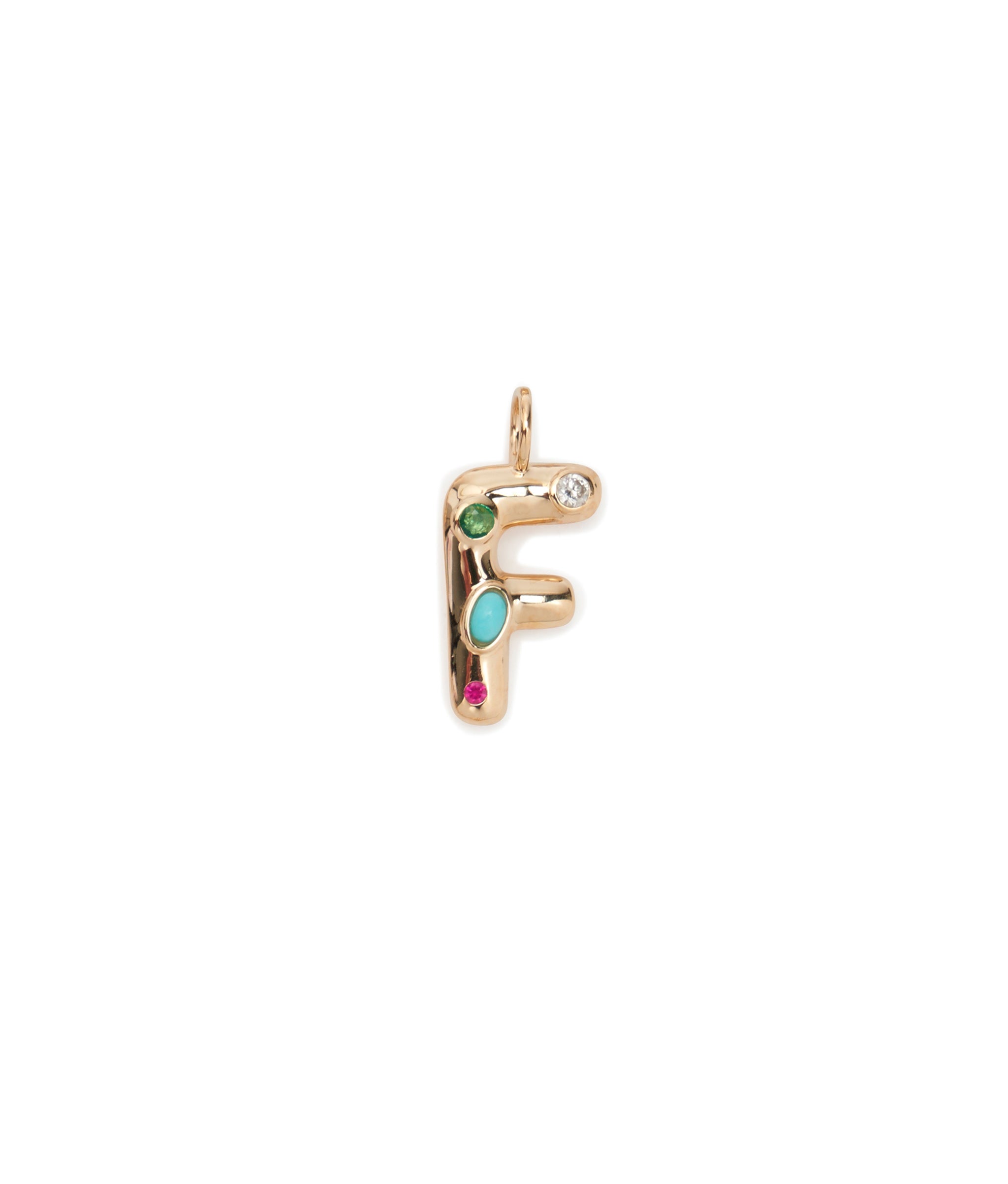 14k Gold Confetti Letter "F" Charm