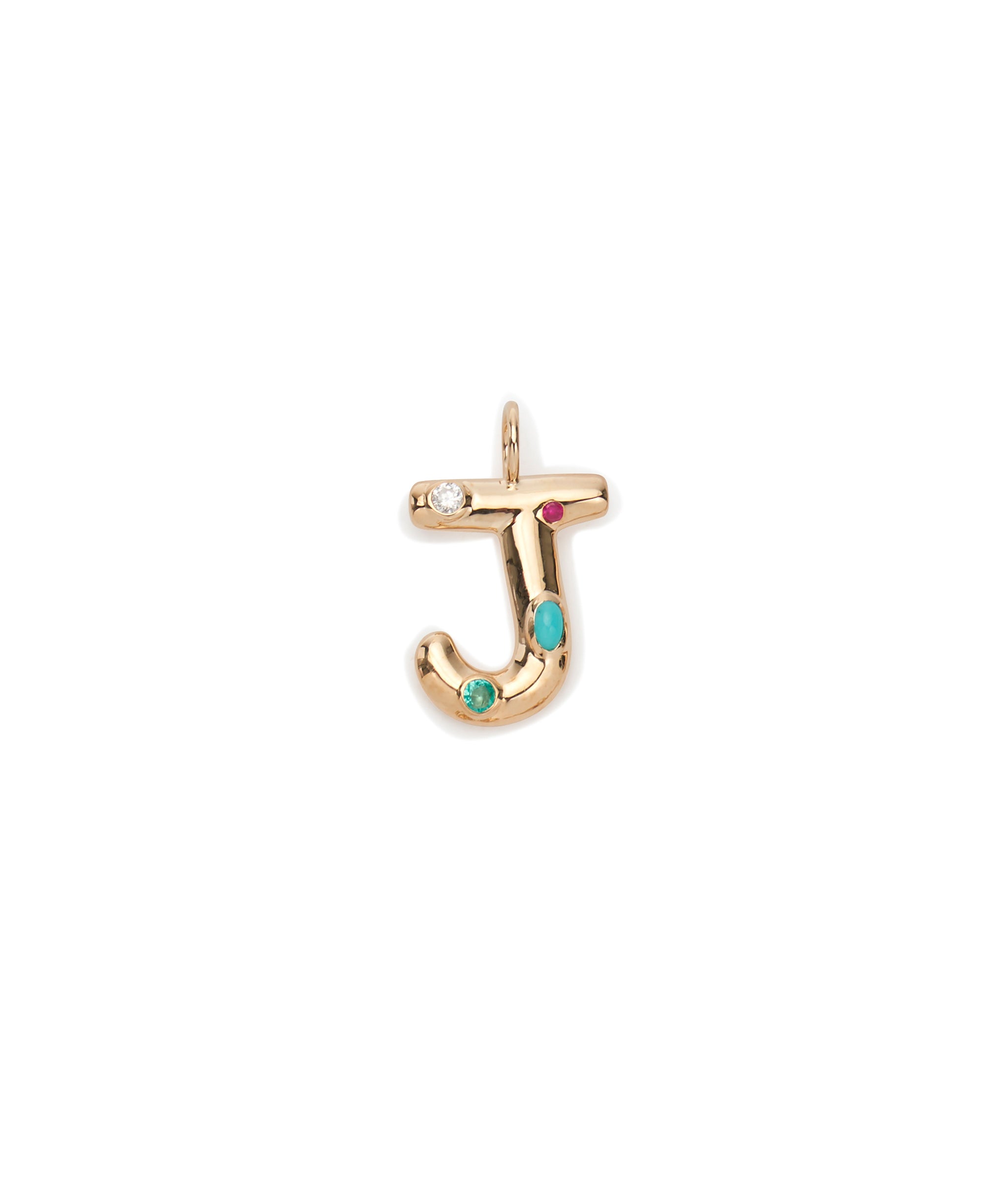 14k Gold Confetti Letter "J" Charm