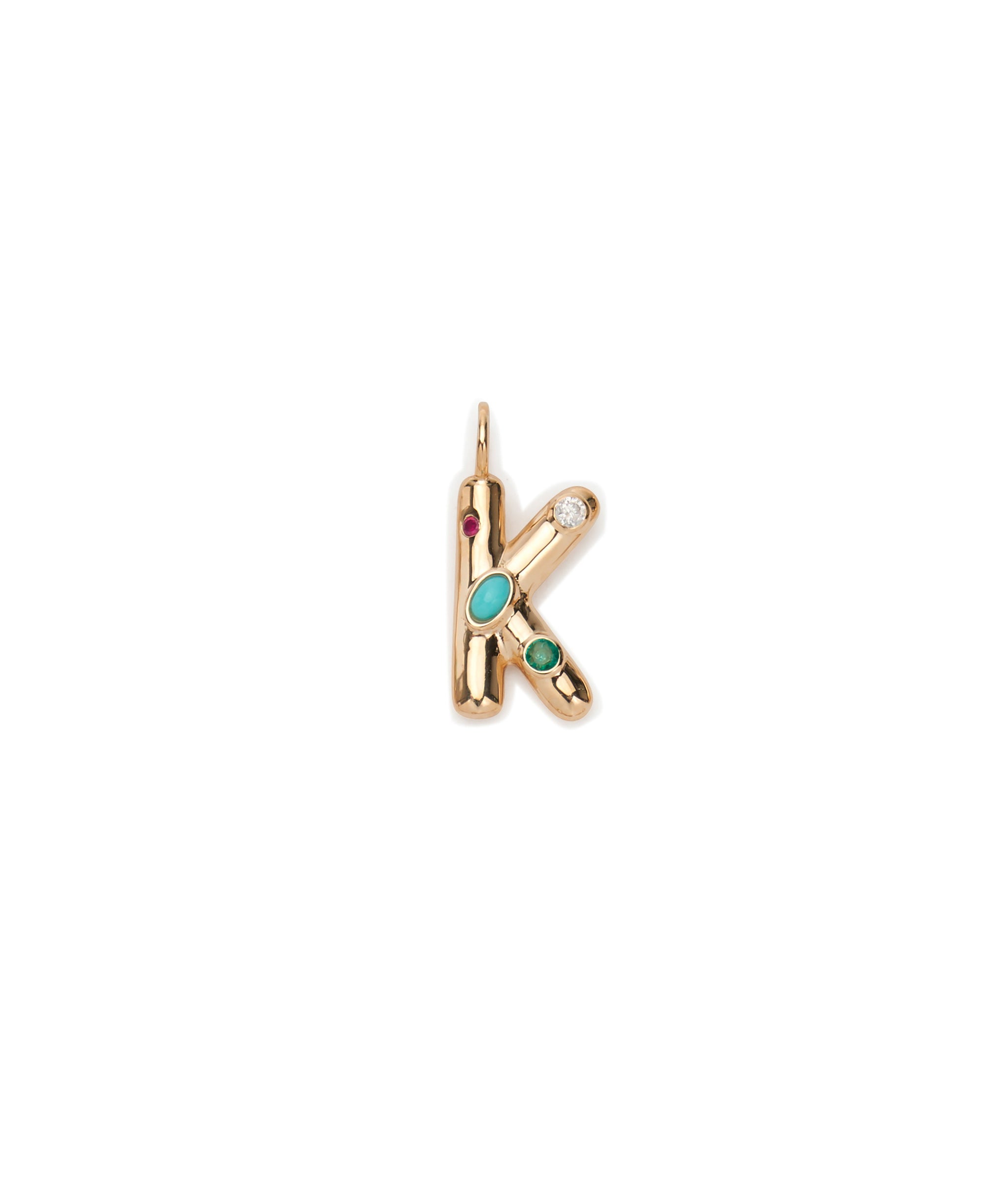14k Gold Confetti Letter "K" Charm