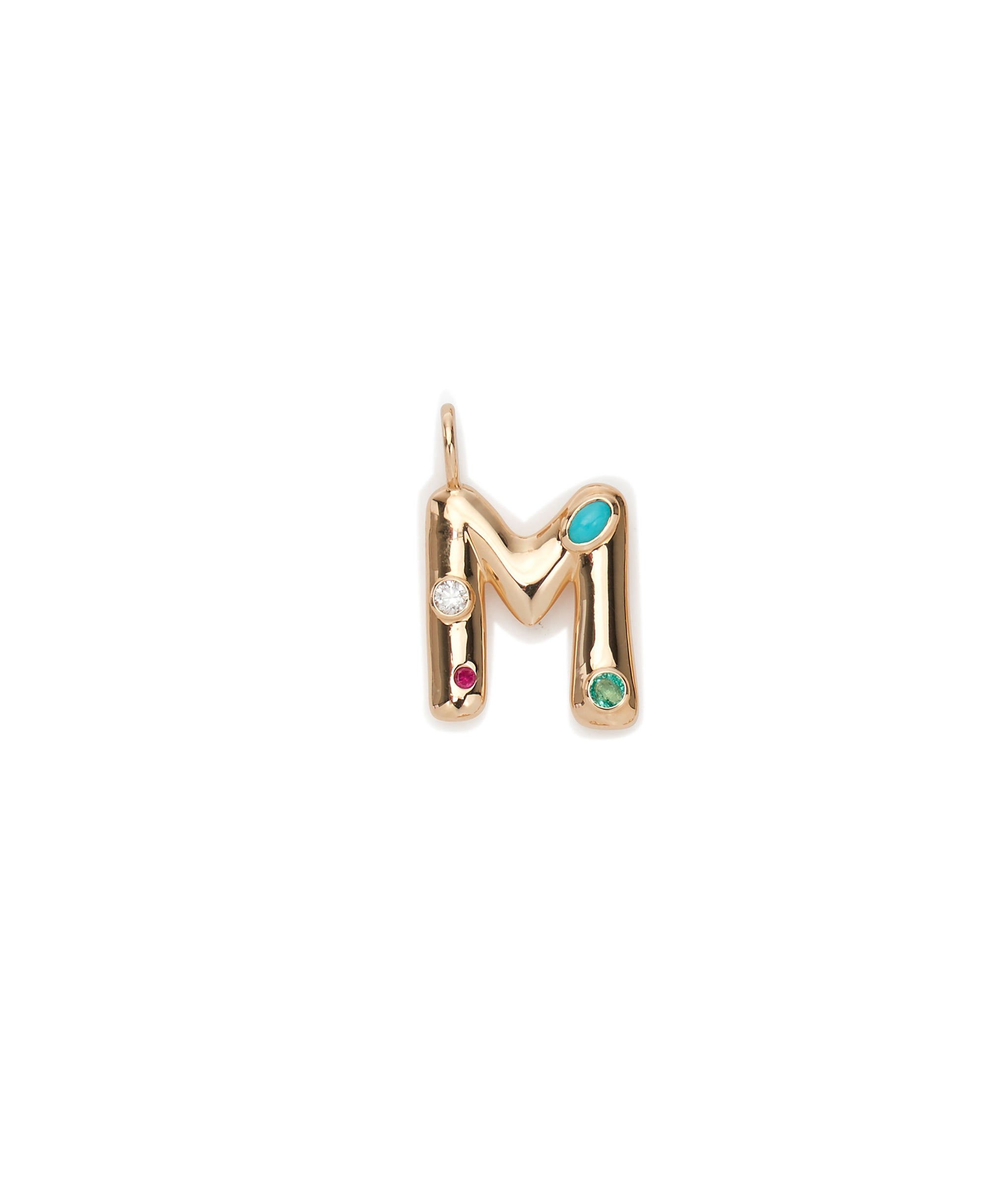 14k Gold Confetti Letter "M" Charm