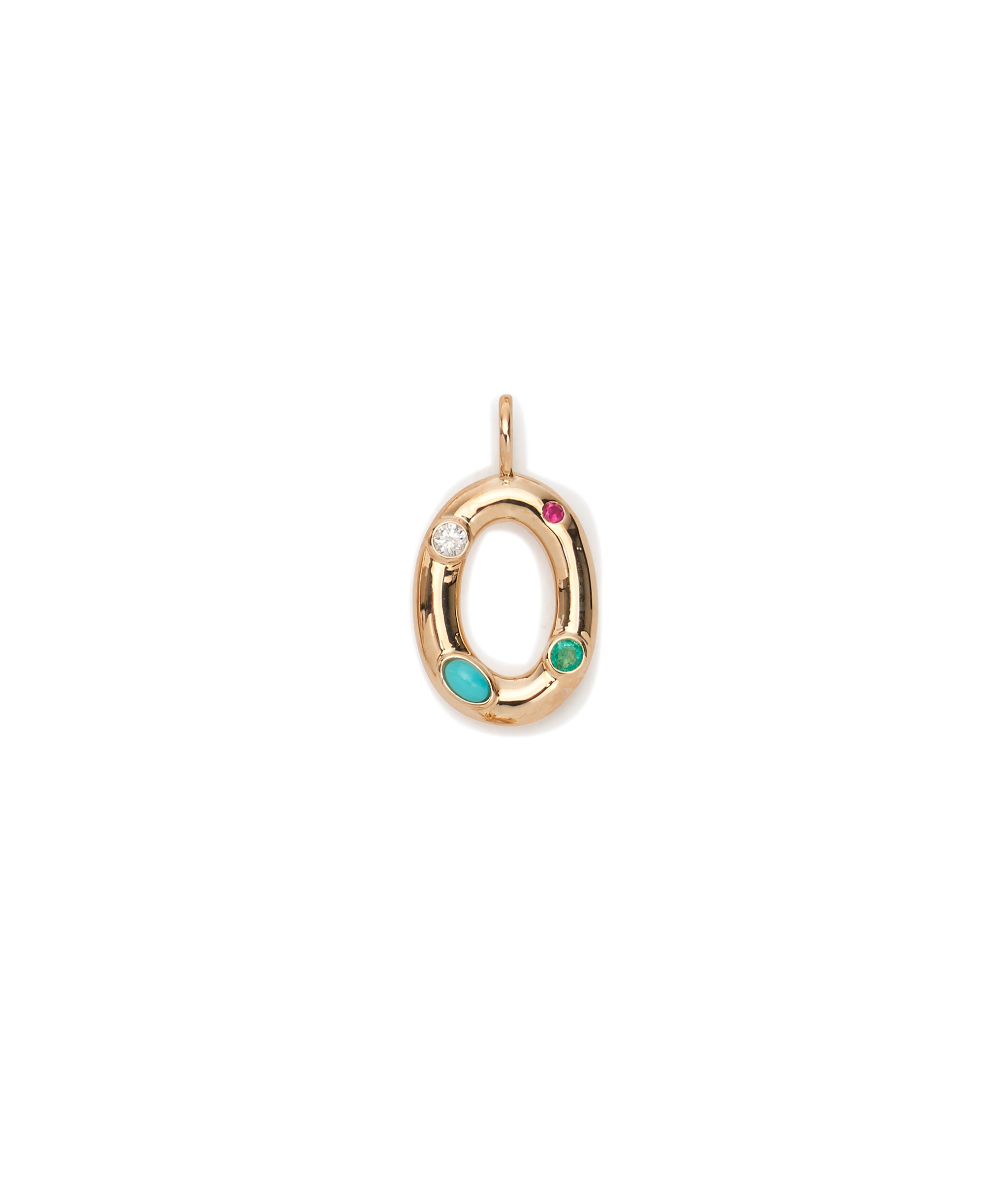 14k Gold Confetti Letter "O" Charm
