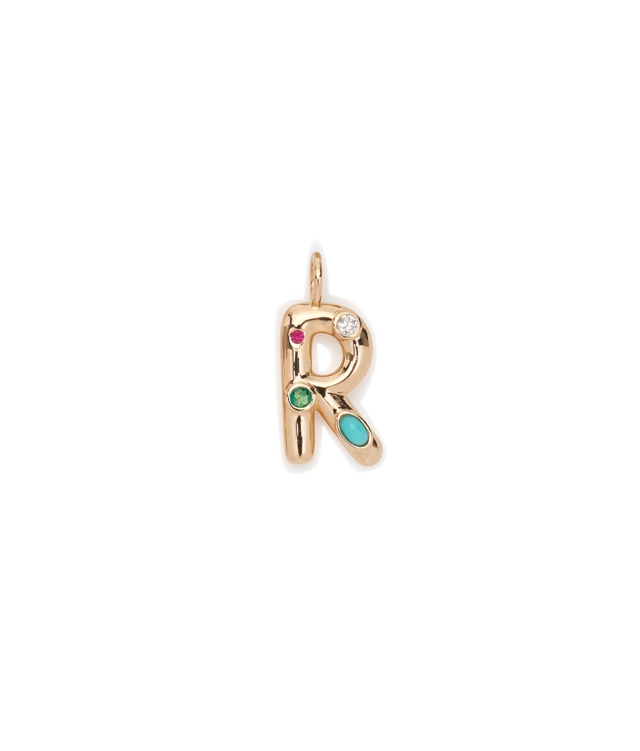 14k Gold Confetti Letter "R" Charm