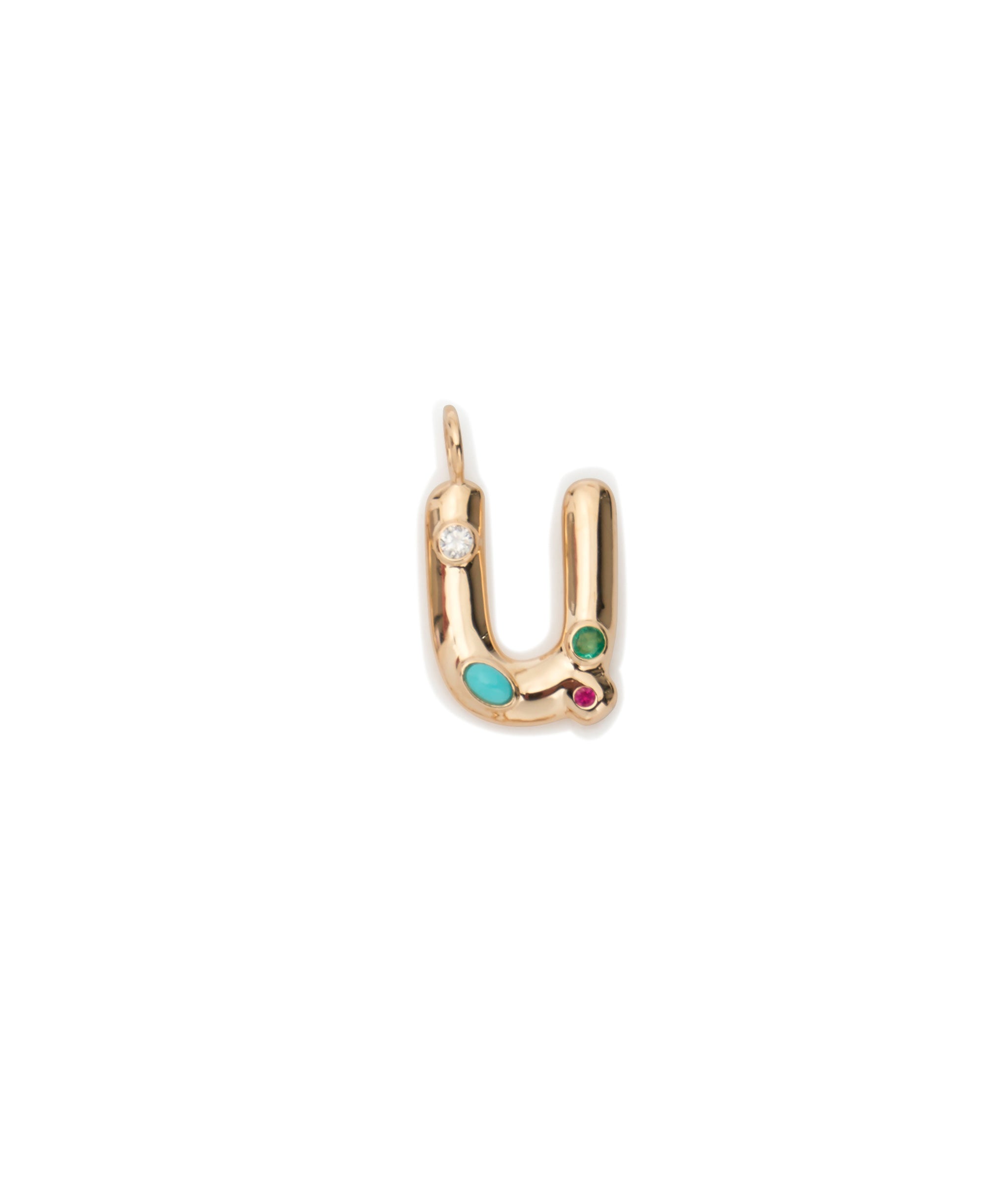 14k Gold Confetti Letter "U" Charm