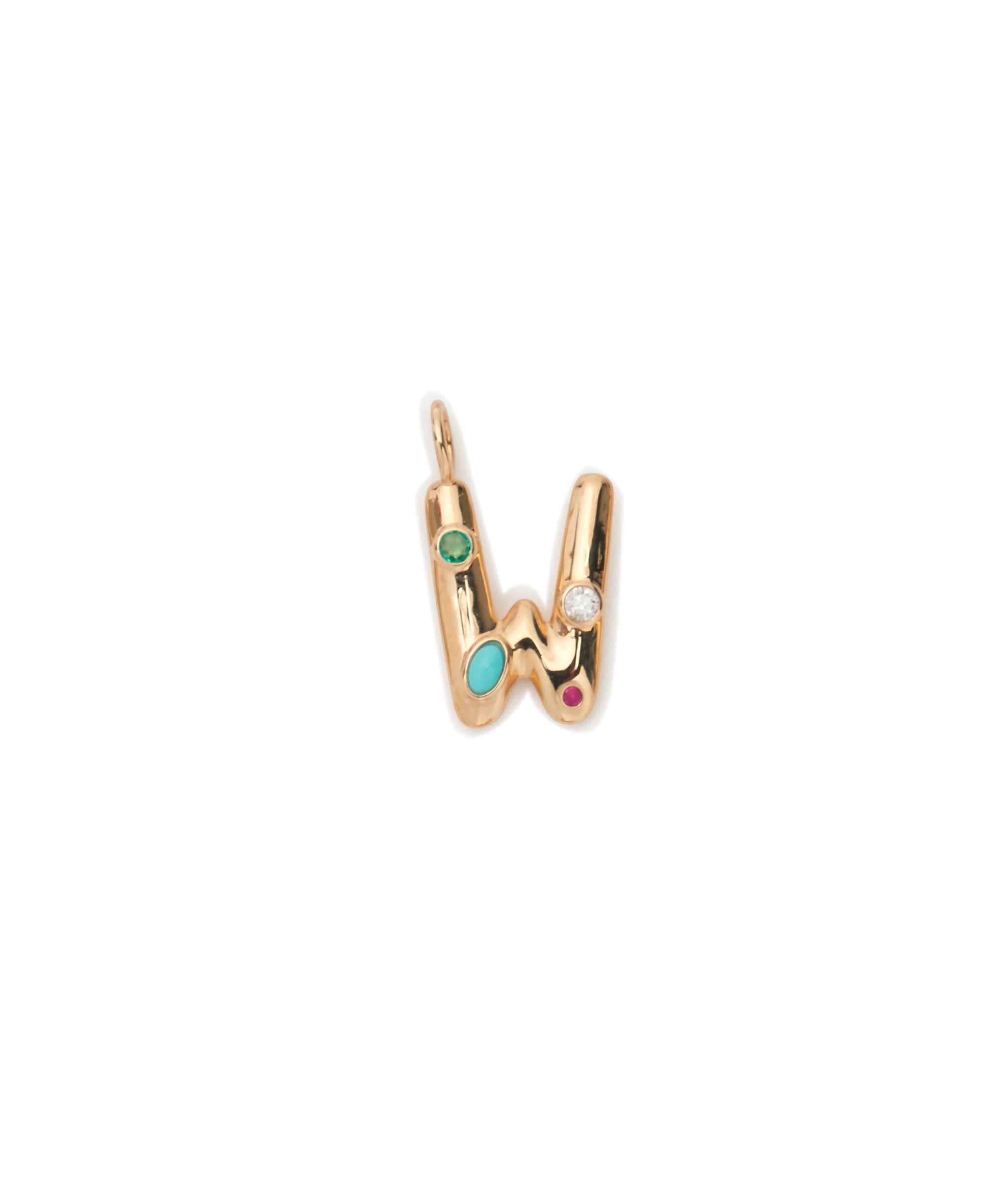 14k Gold Confetti Letter "W" Charm