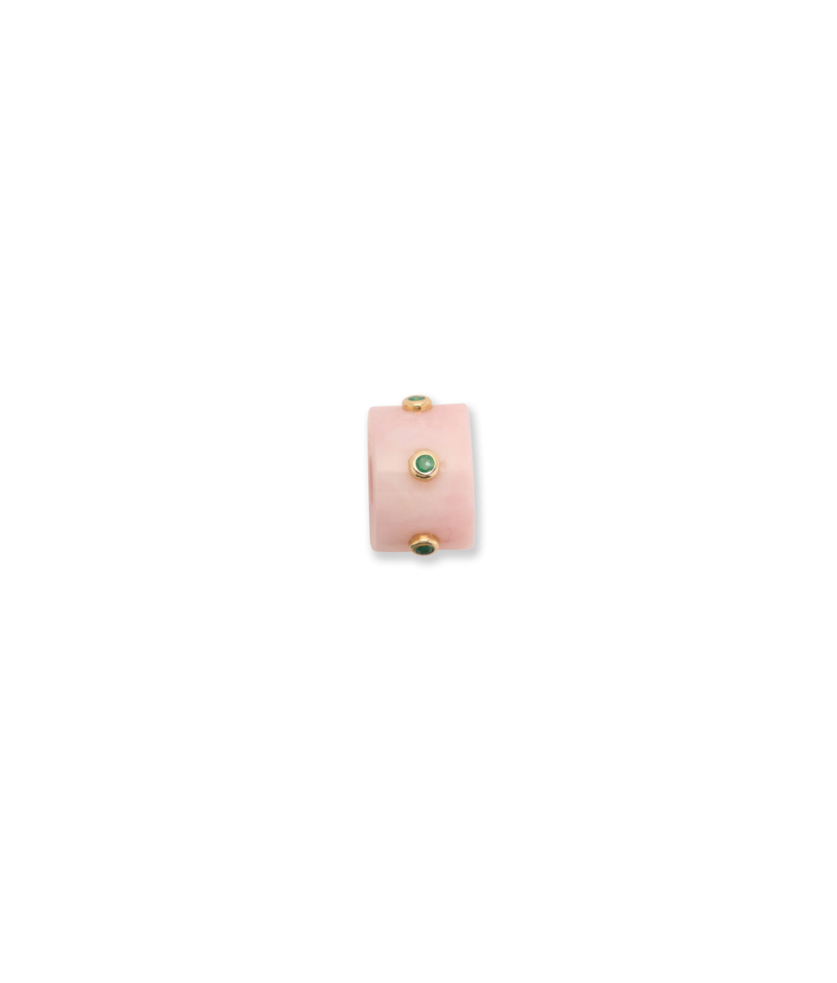 14k Gold Rondelle Charm in Pink Opal & Emerald