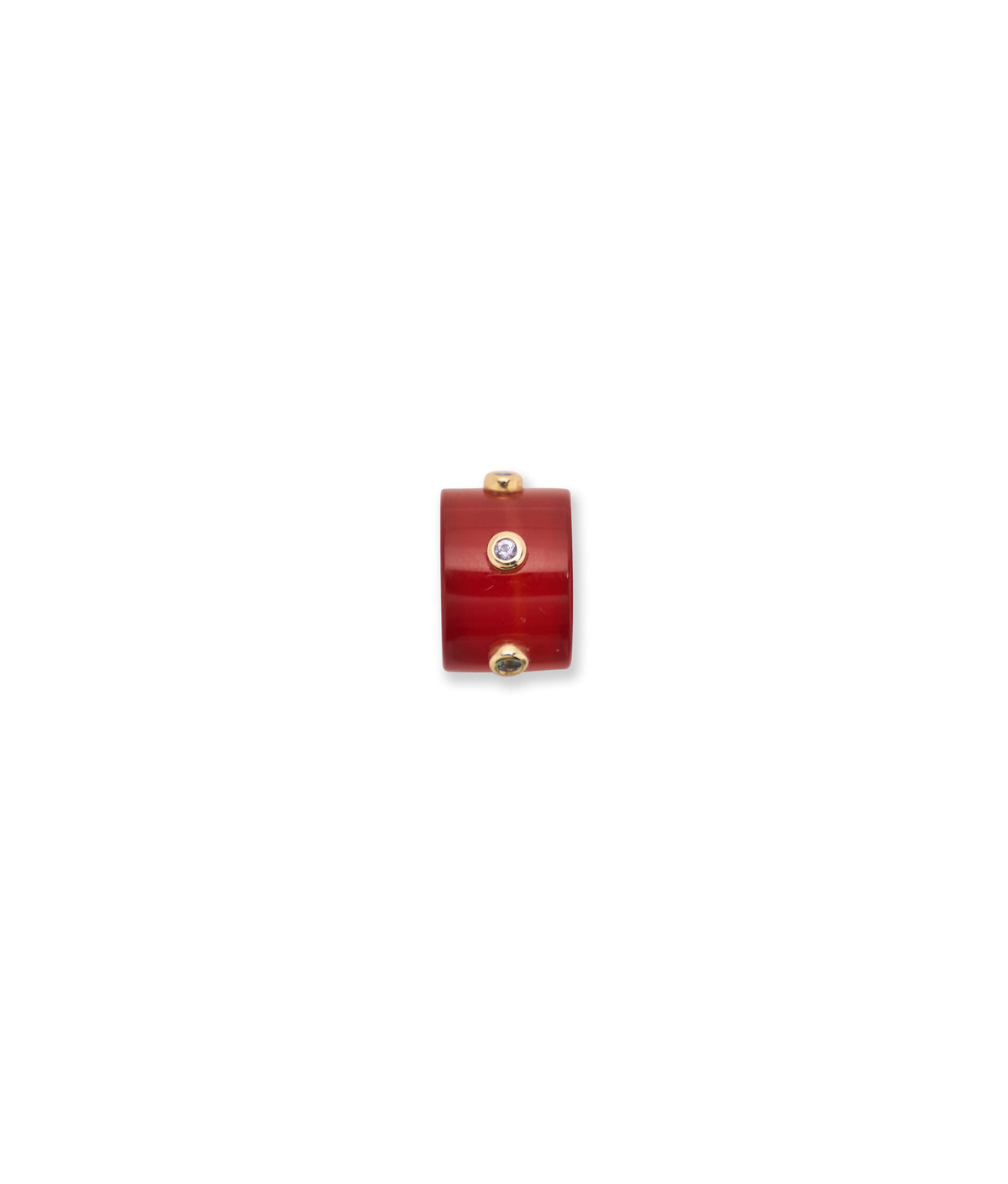 14k Gold Rondelle Charm in Red Agate & Tanzanite