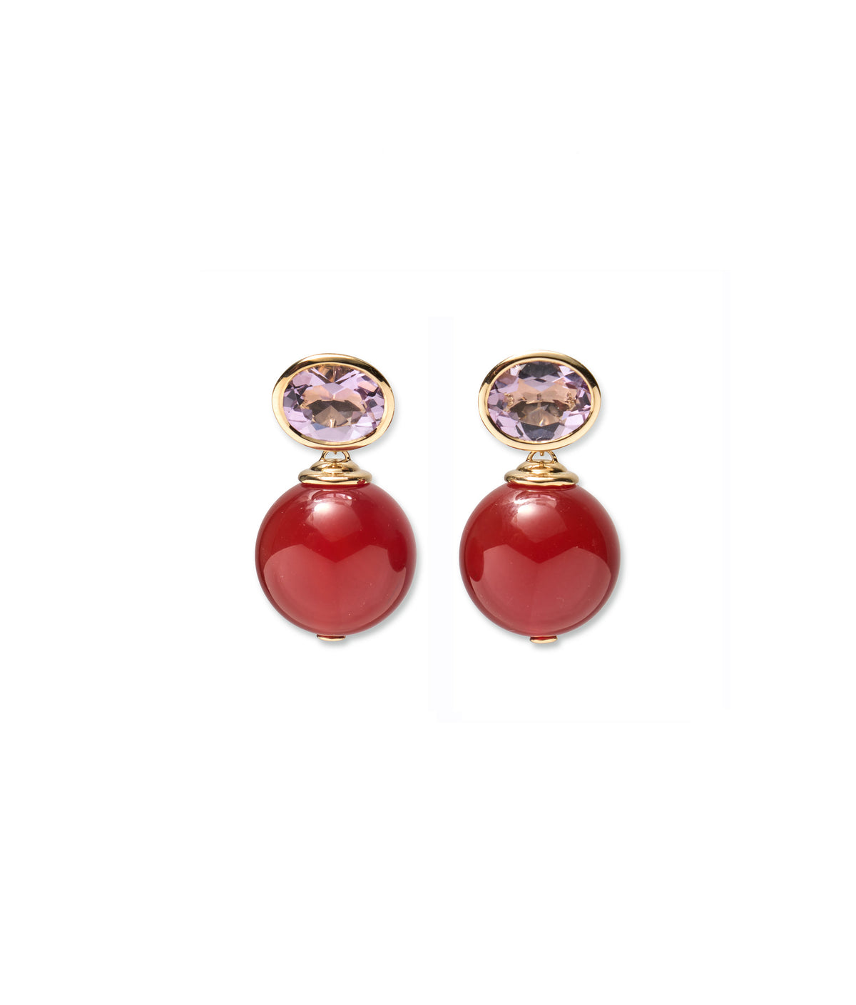 Bisou Earrings in Red Agate & Pink Amethyst