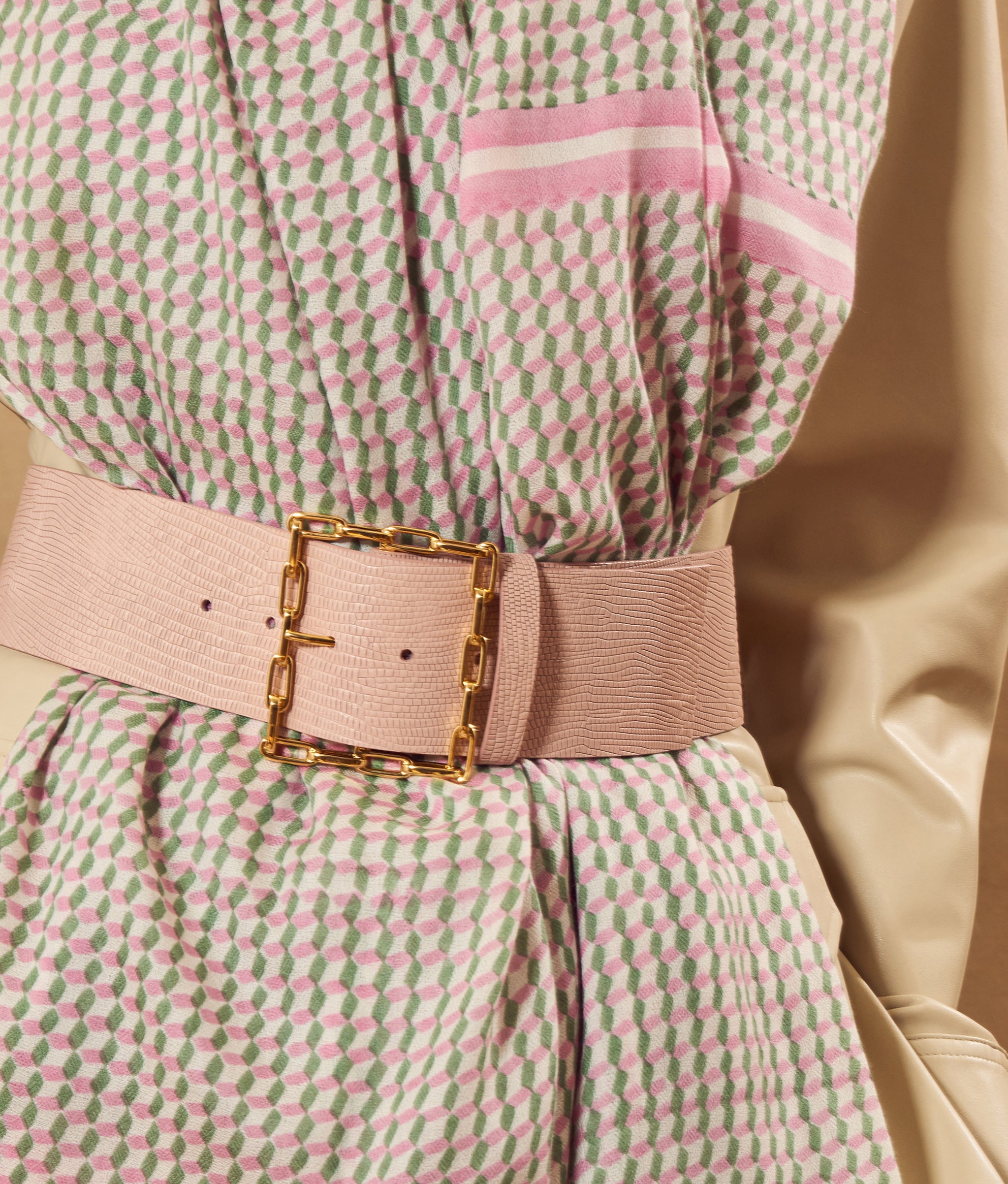 Geo Chain Belt in Blush