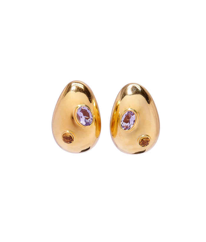 Mini Arp Earrings in Studded Gold | Lizzie Fortunato