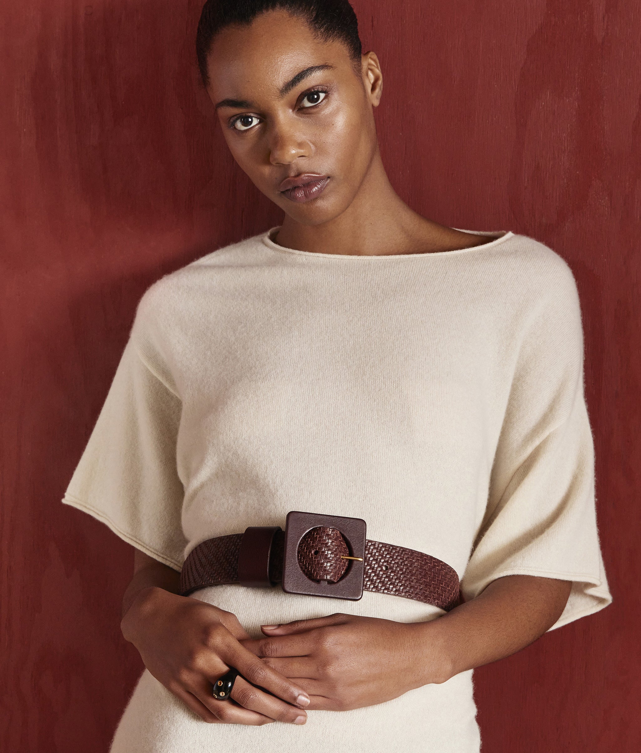 Agnes Belt in Woven Espresso