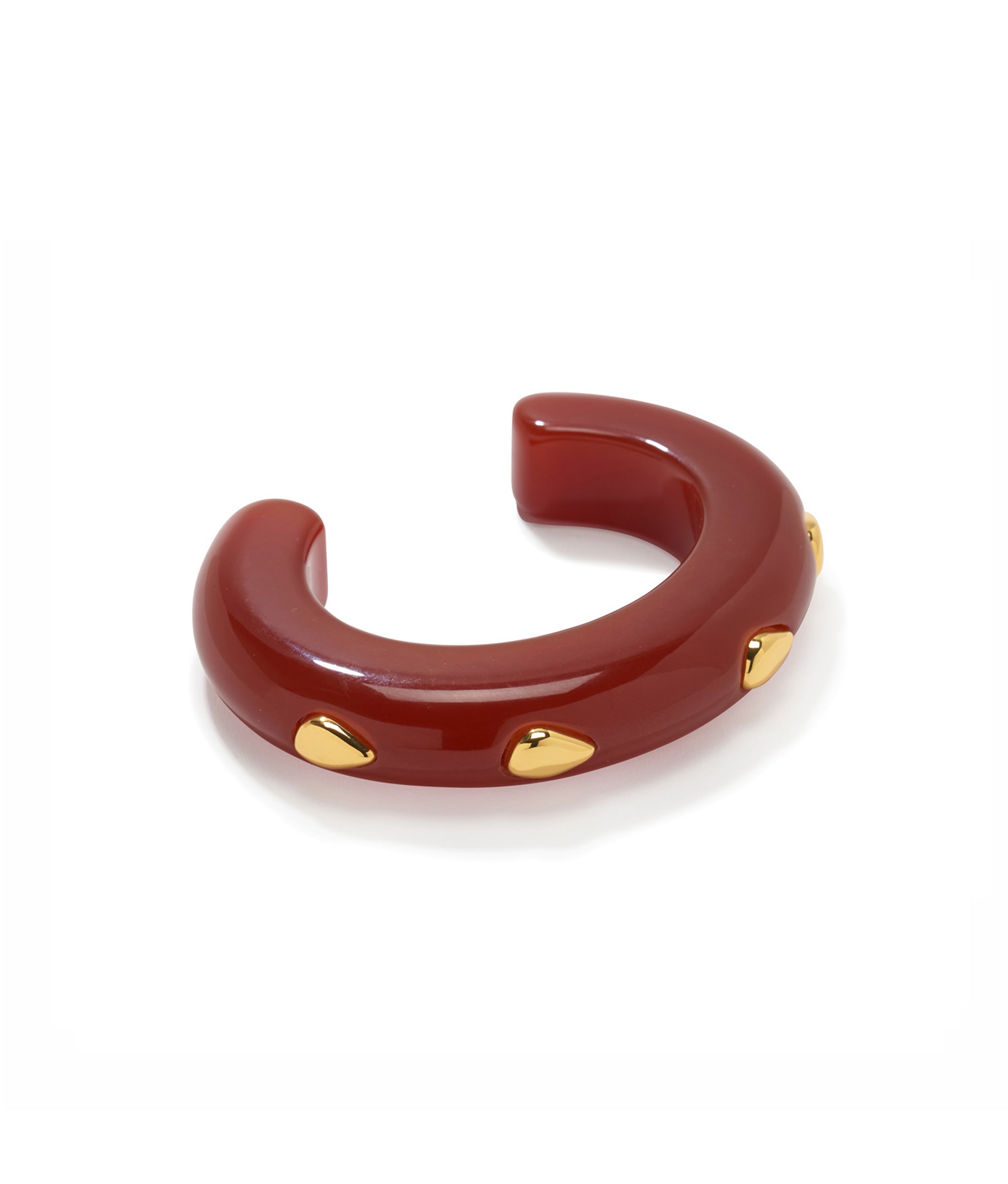 Ridge Cuff in Umber Gold Stud in a white background. 