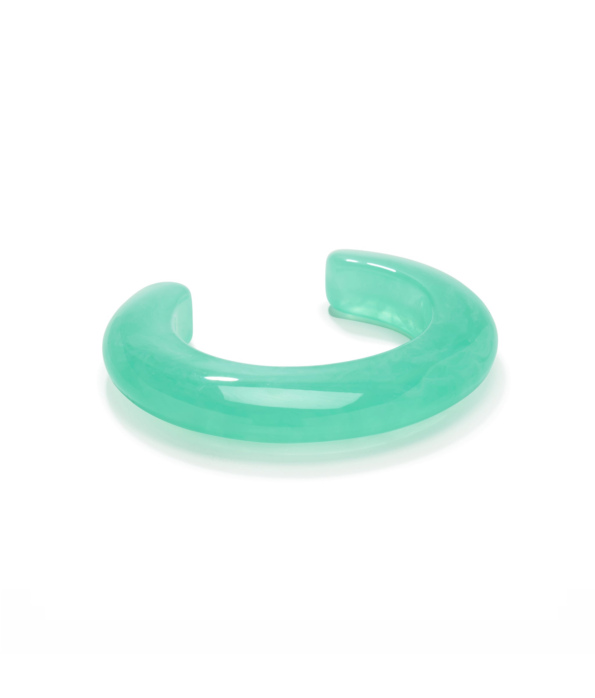 Ridge Cuff In Jade Green is a thin domed cuff bracelet in bright jade-hued resin 