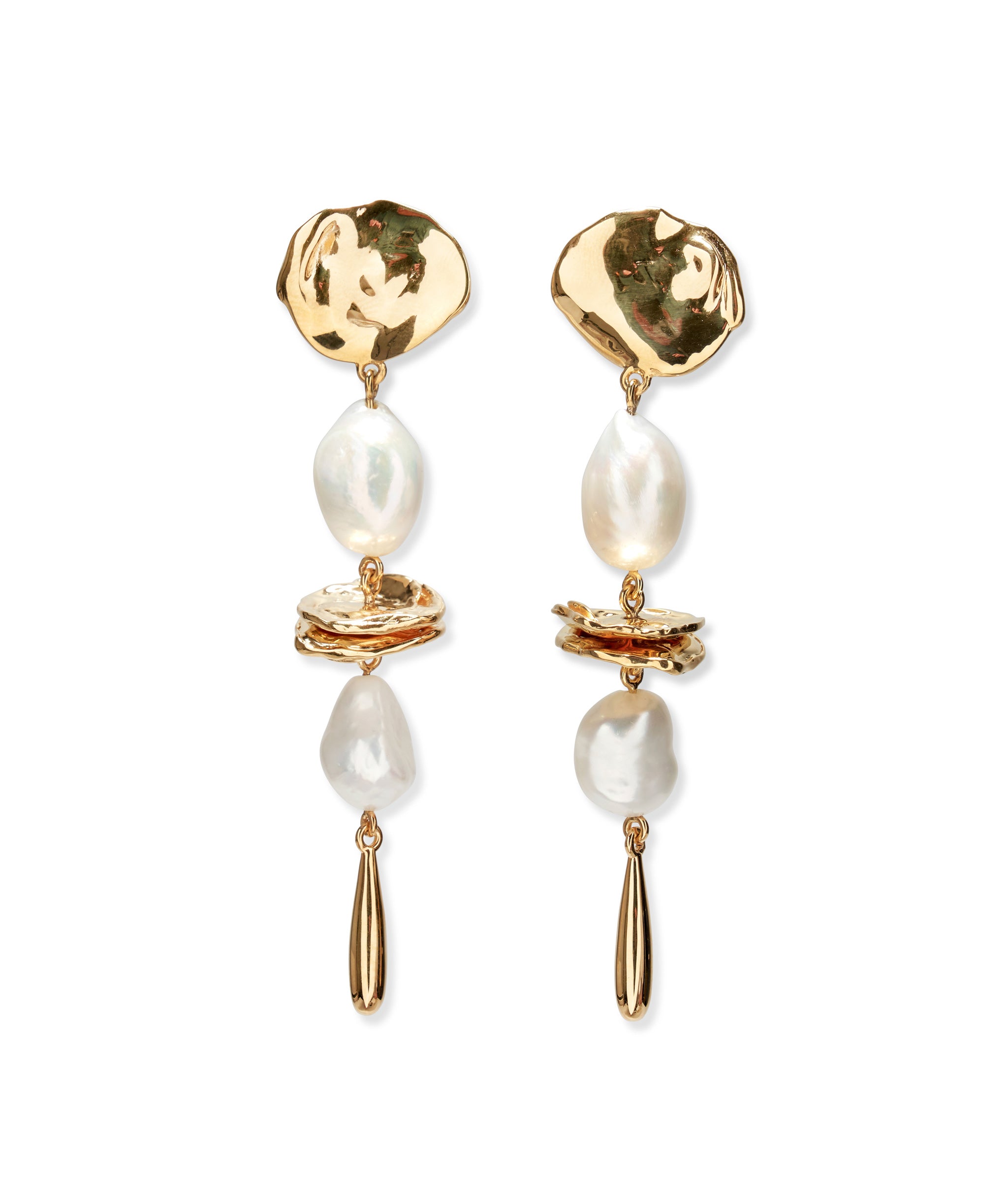 Gold Mine Earrings in a white background. 