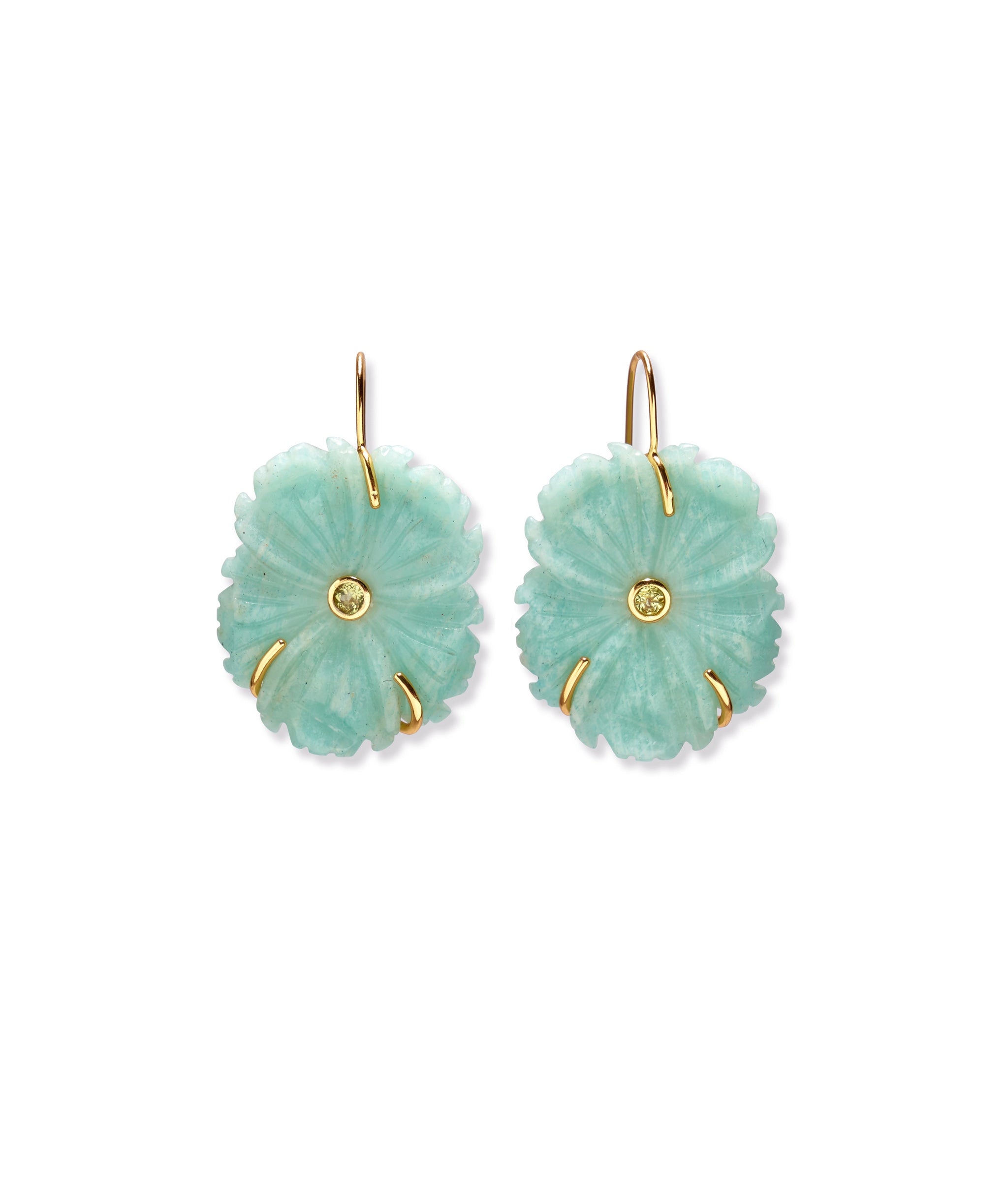 New Bloom Earrings In Sea Foam in a white background.