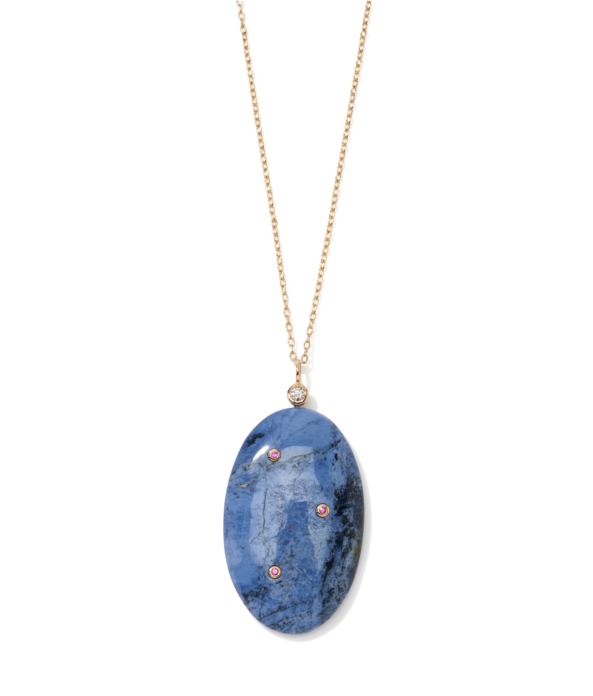 14K Gold Dumortierite Pendant Necklace