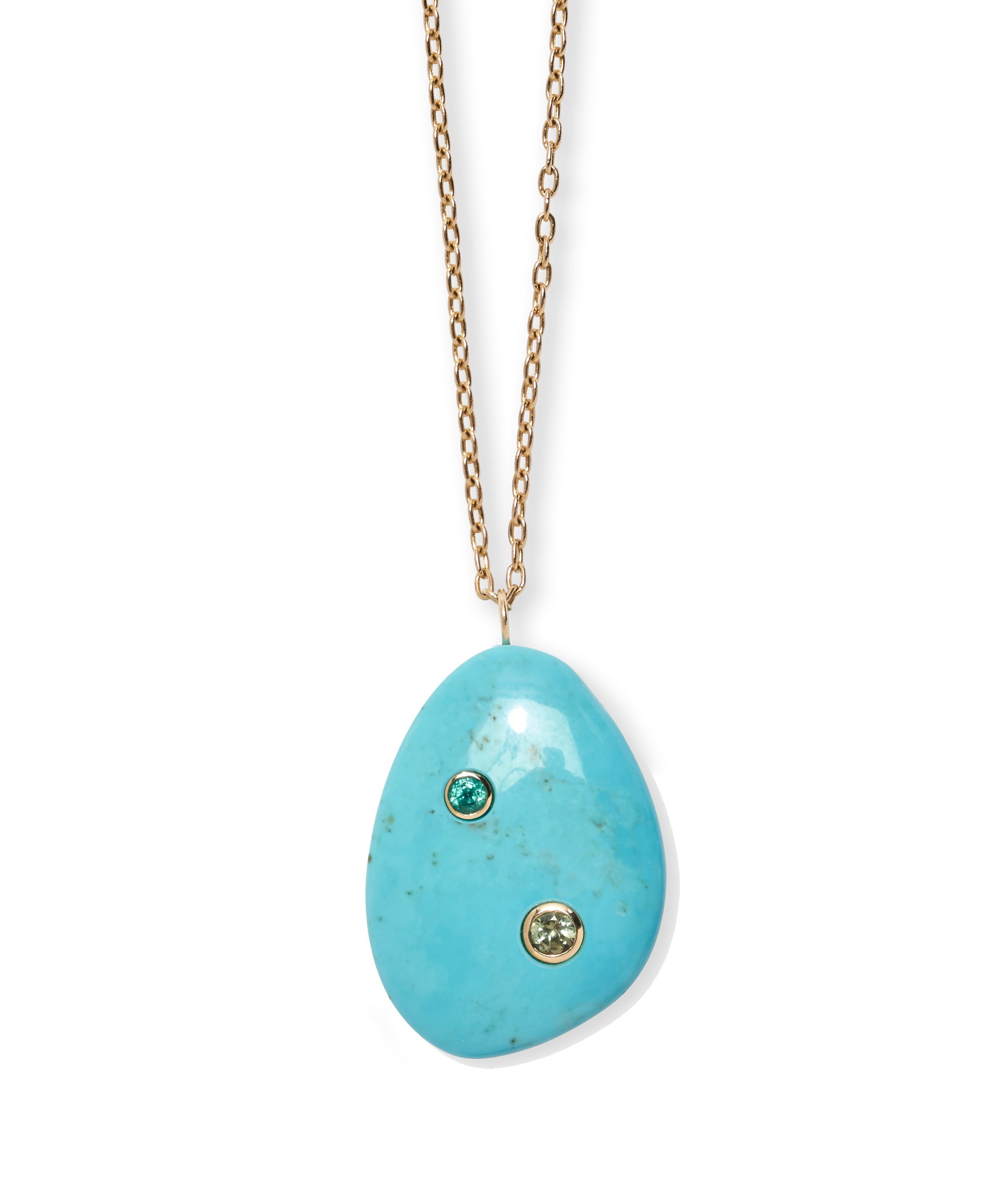 Sleeping Beauty Turquoise & 14K Gold Pendant Necklace