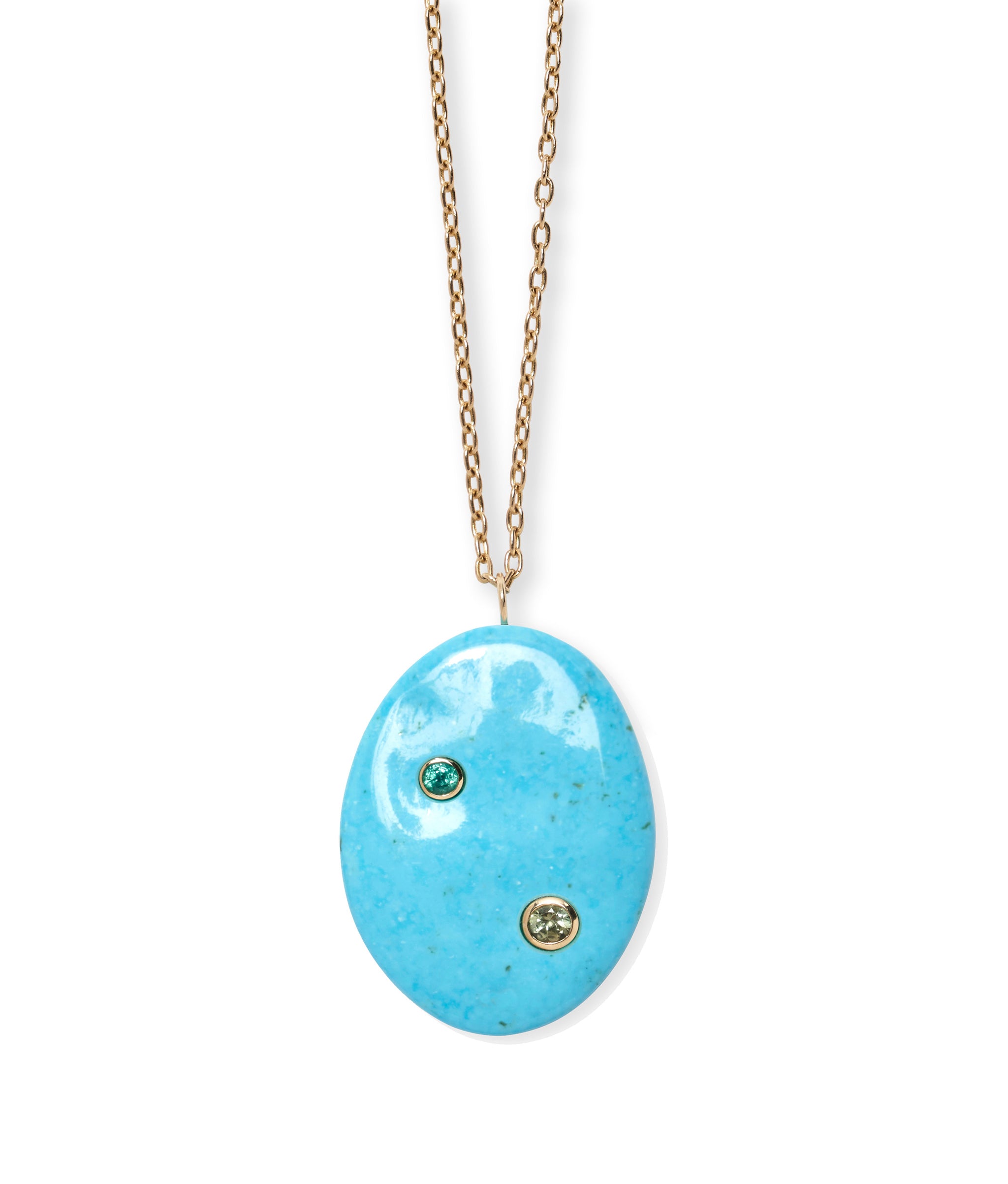 Sleeping Beauty Turquoise & 14K Gold Pendant Necklace