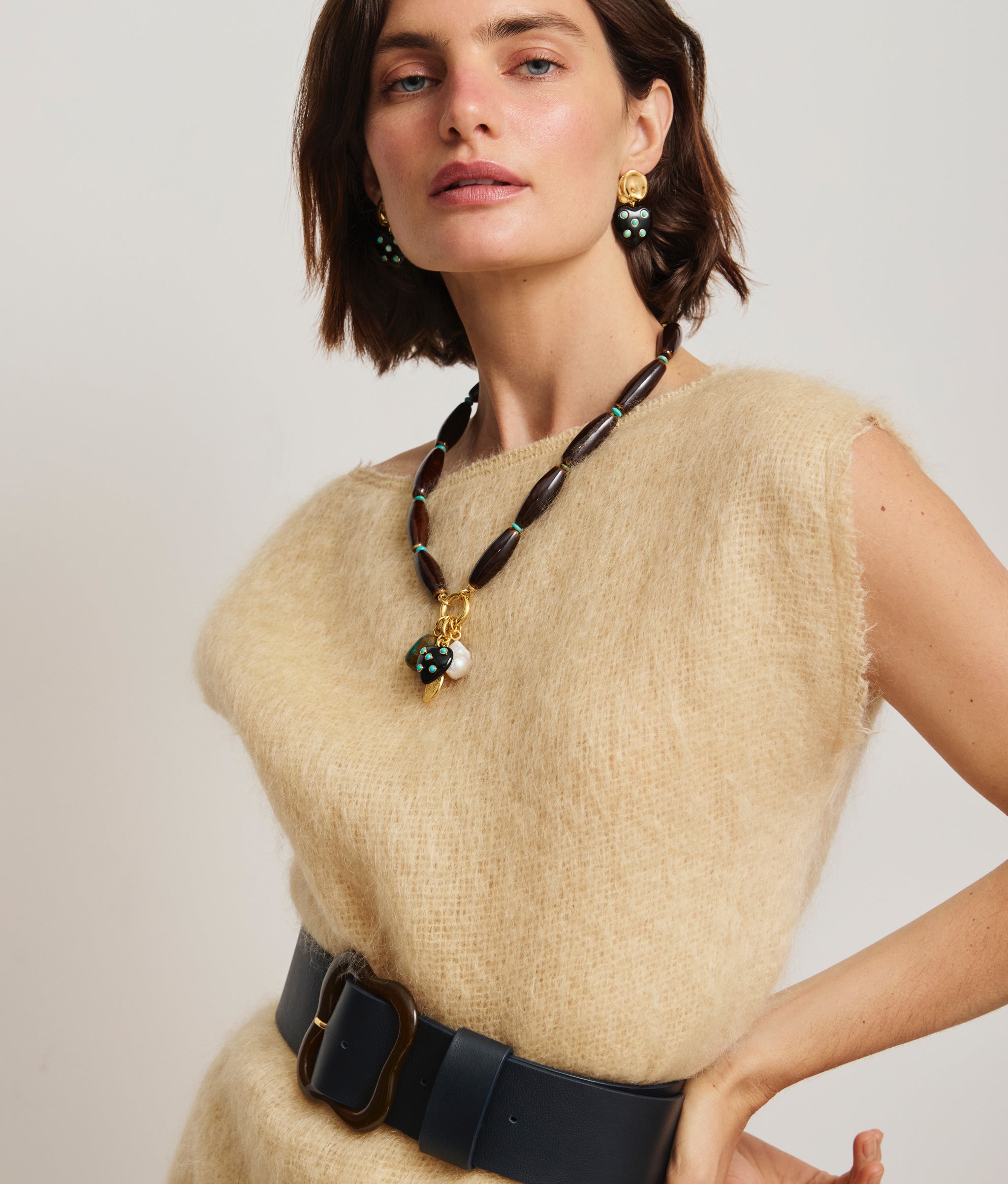 Florence Belt in Navy/Brown