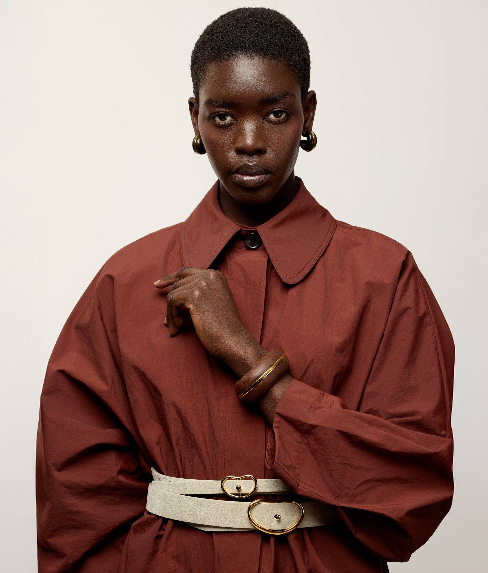 Wide Georgia Belt in Light Stone Suede