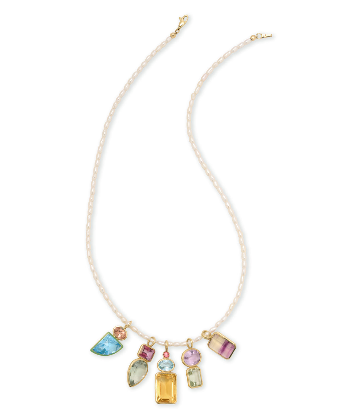 Rectangle 14k Gold Necklace Charm in Bicolor Fluorite