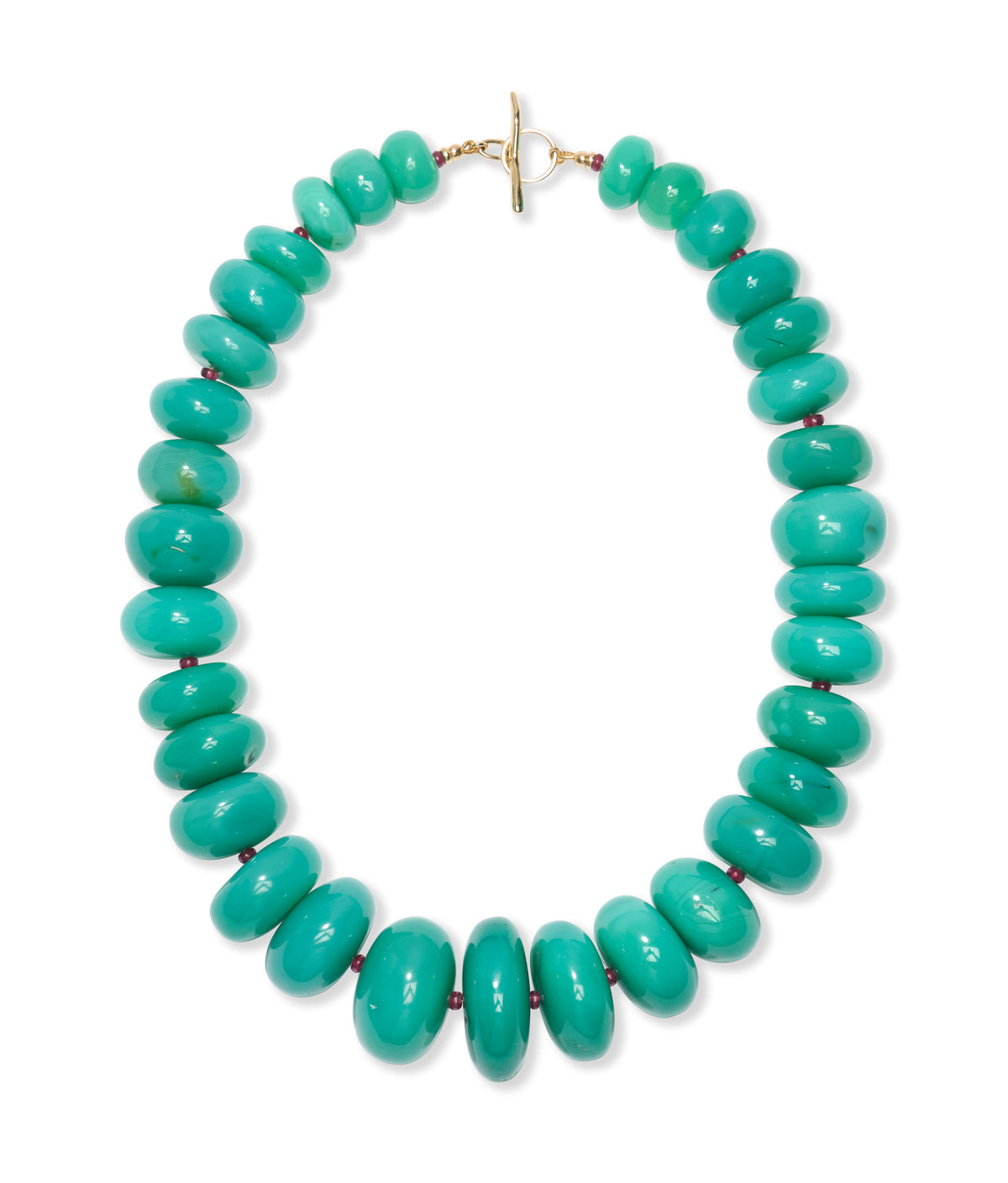 Chrysoprase & Ruby 14k Gold Necklace