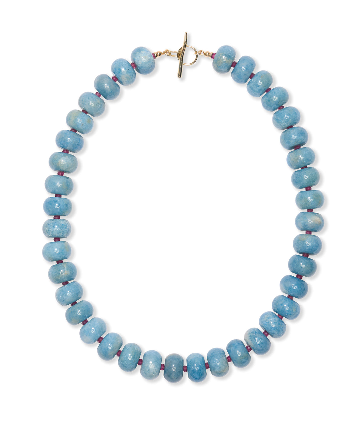 Light Denim Lapis & Ruby 14k Gold Necklace