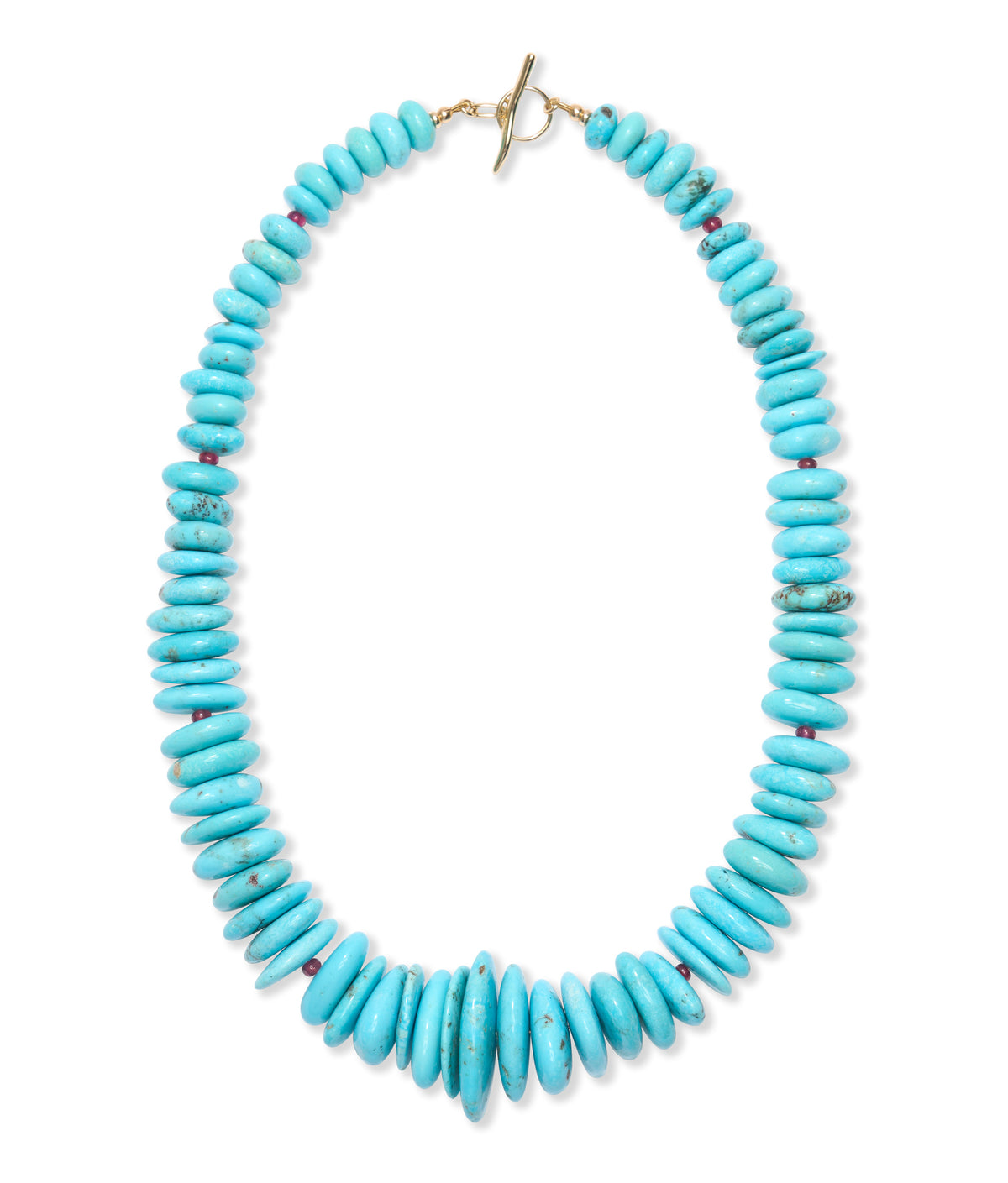 Nacozari Turquoise Slice & Ruby 14k Gold Necklace