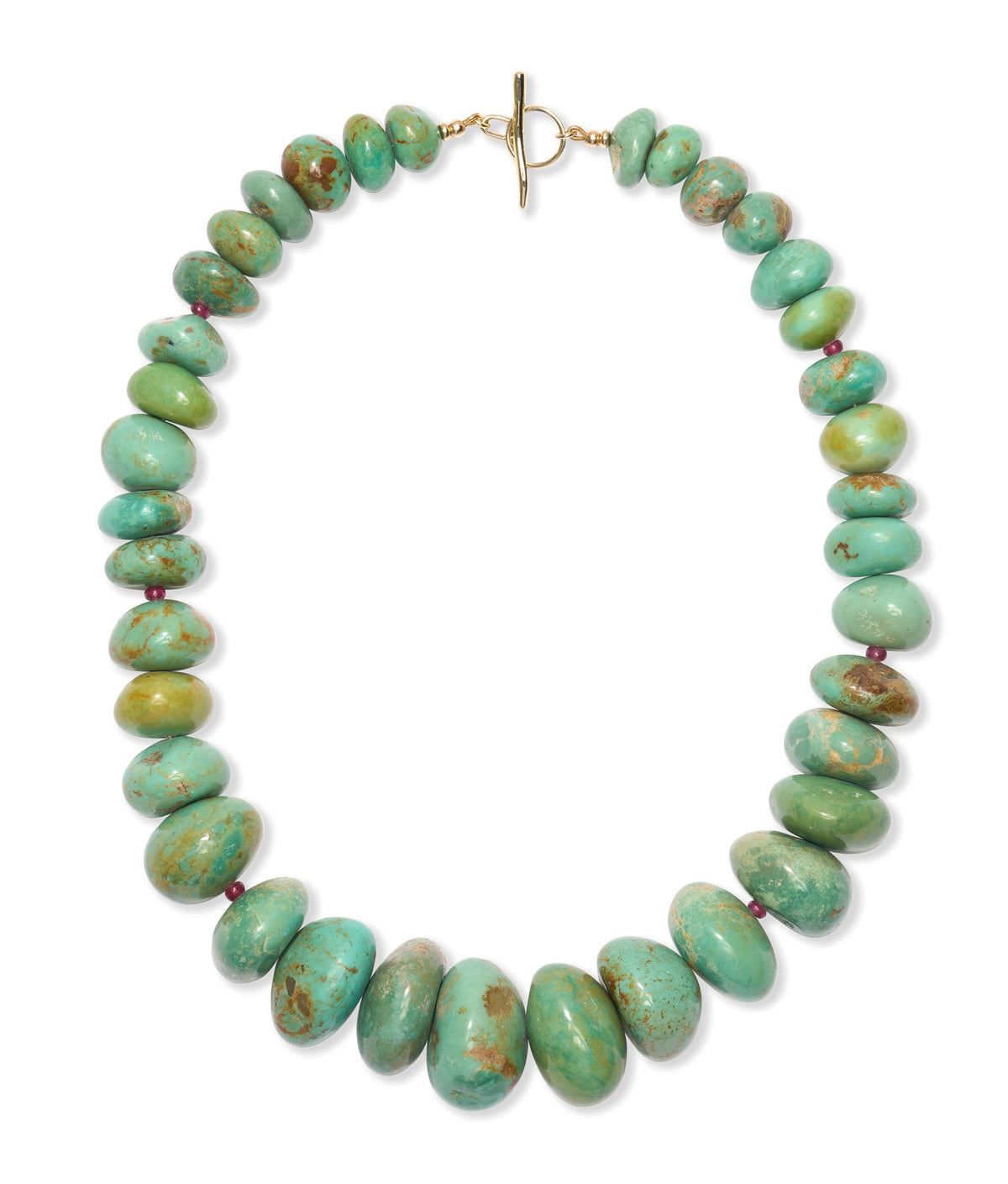 Large Elisa Turquoise & Ruby 14k Gold Necklace