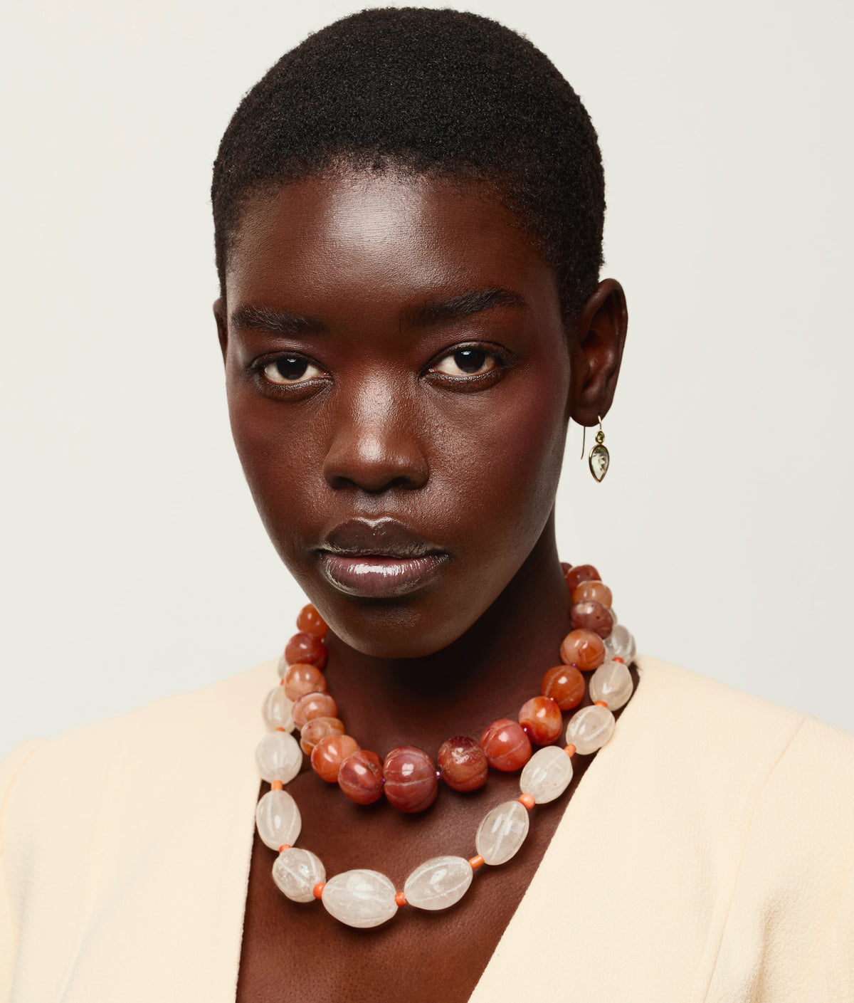 Antique Crystal & Mediterranean Coral 14k Gold Necklace