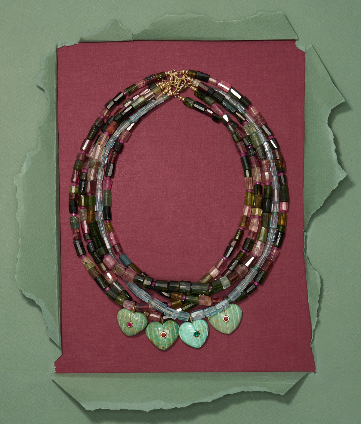 Tourmaline & Pink Sapphire 14K Gold Necklace