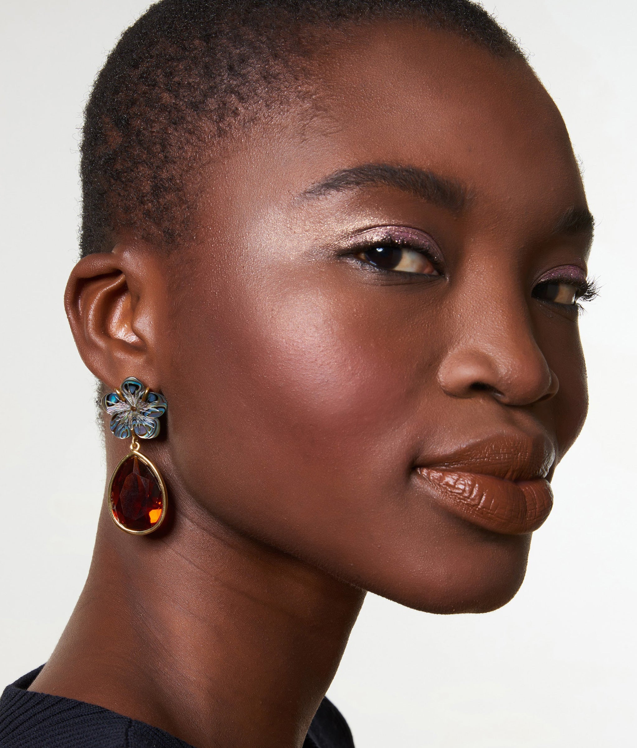 Lily Pad Earrings In Amber