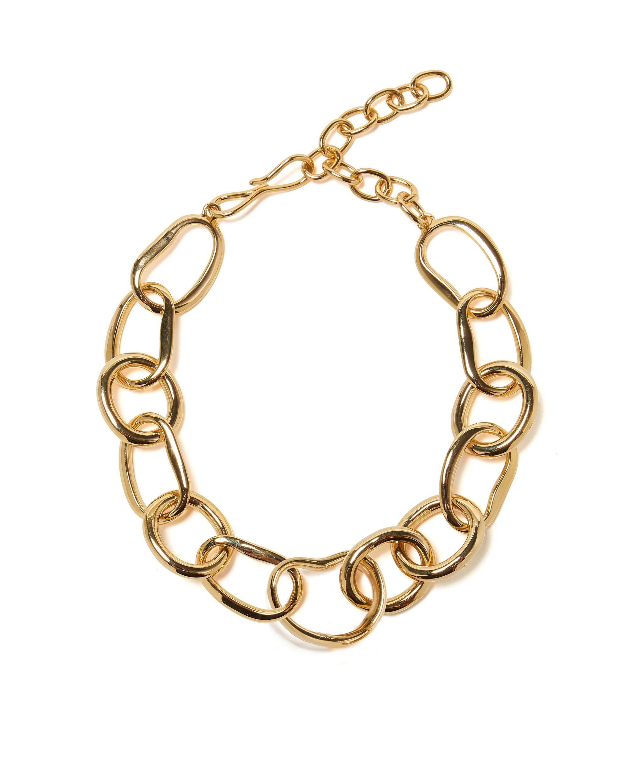 Porto Chain. Gold-plated brass necklace chain with oversized abstract bean-shaped links.