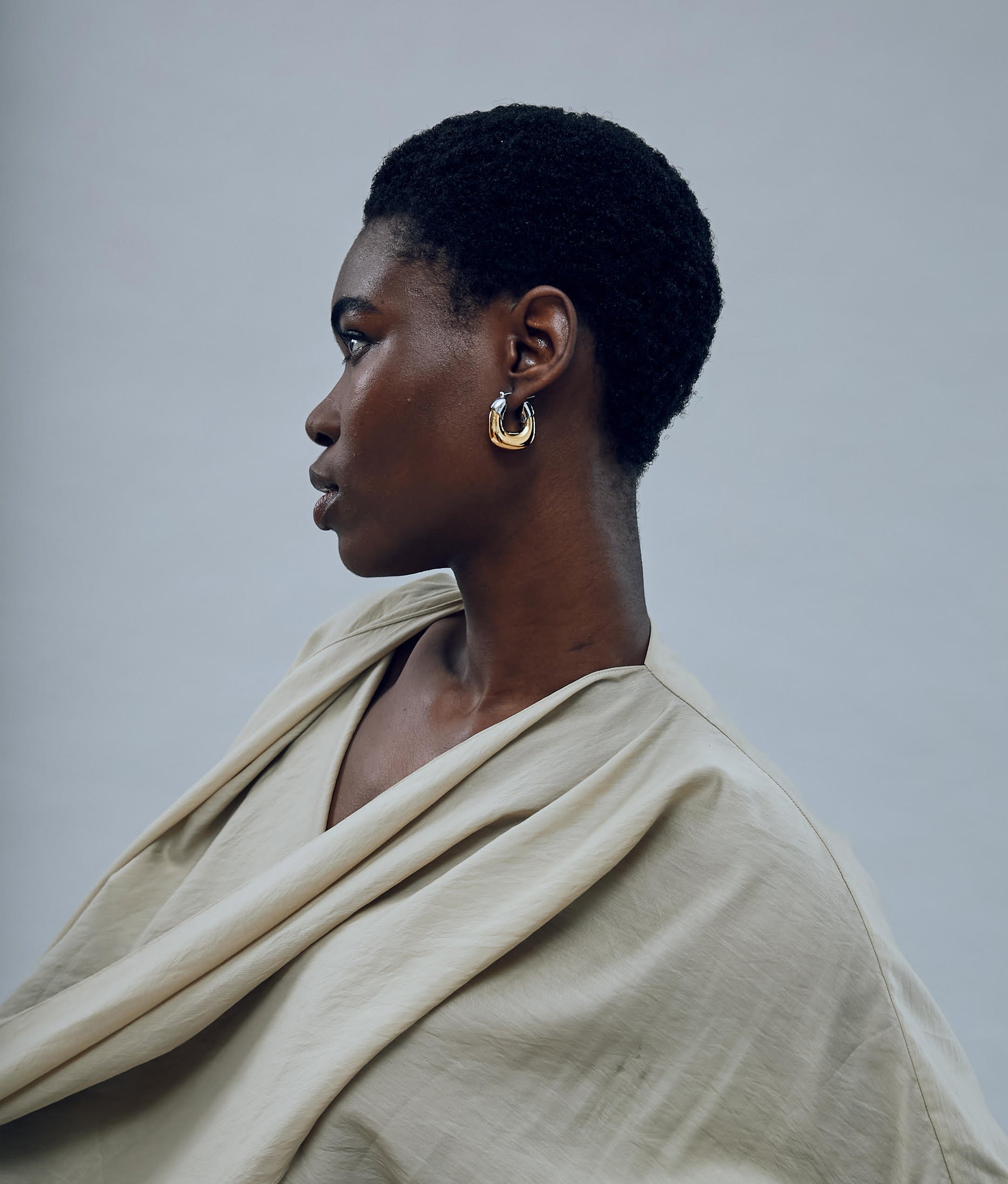 Mini Organic Hoops in Mixed Metal