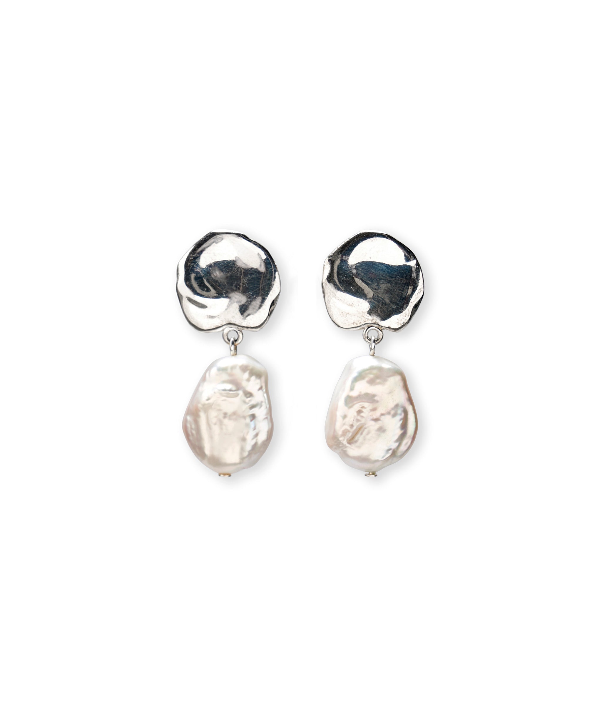 Coin Reflection Earrings in Silver