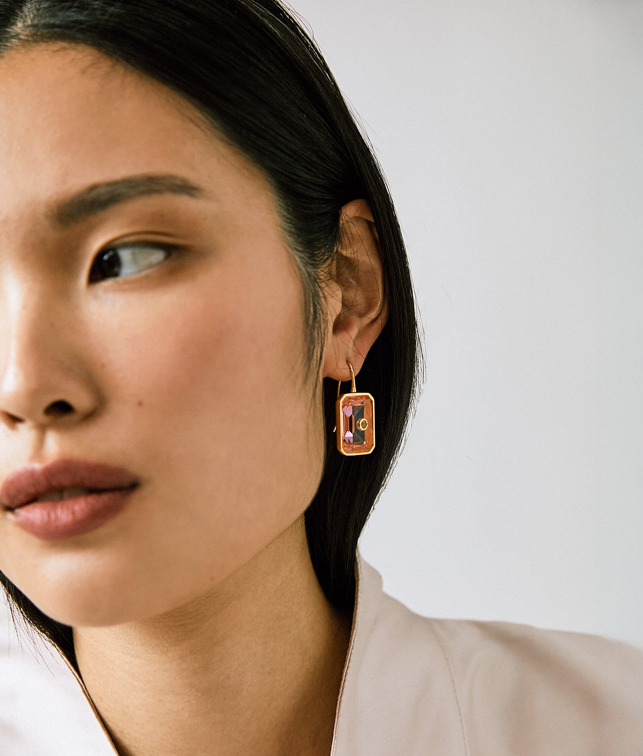 Tile Earrings in Pale Pink