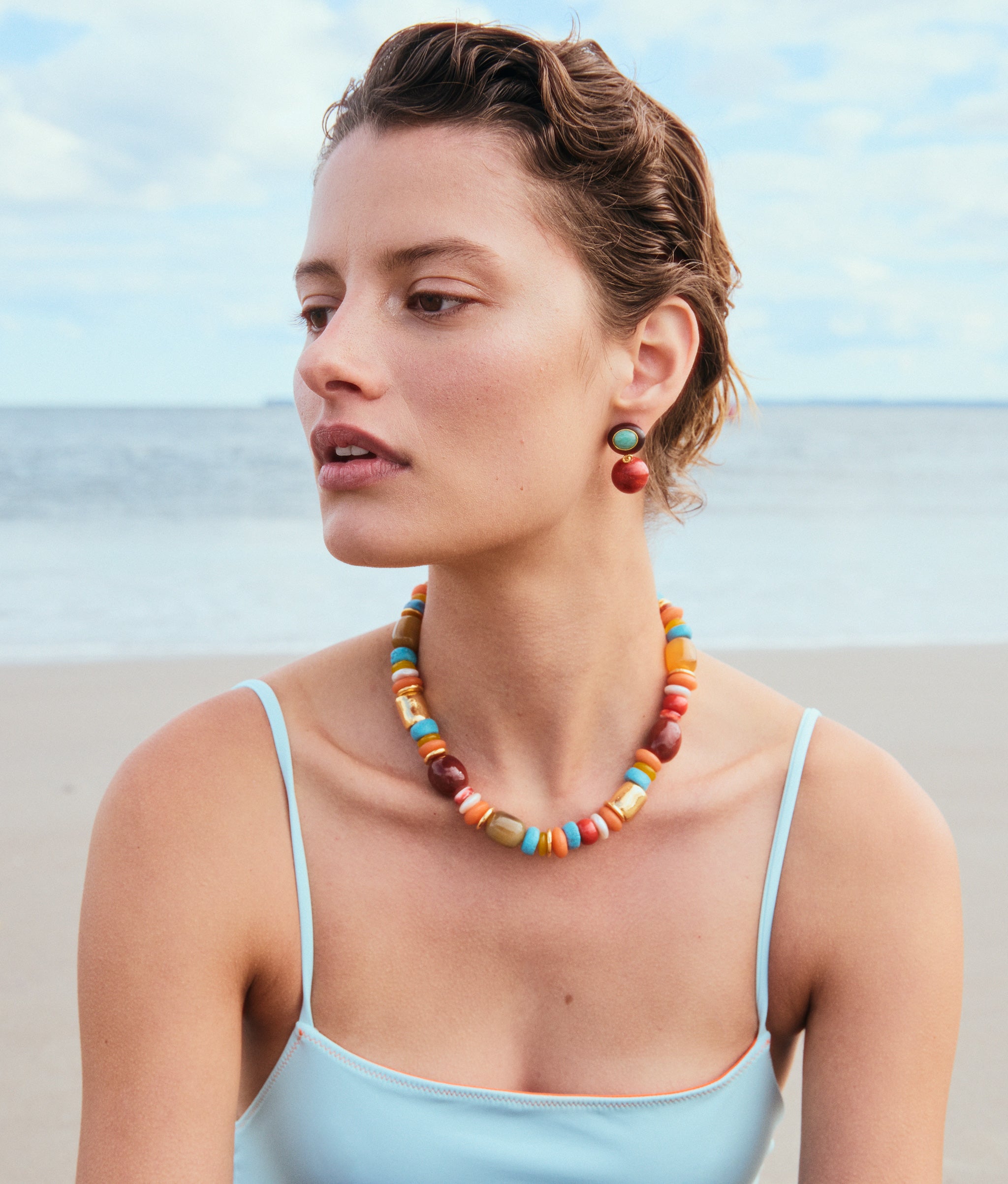Laurel Earrings in Coral