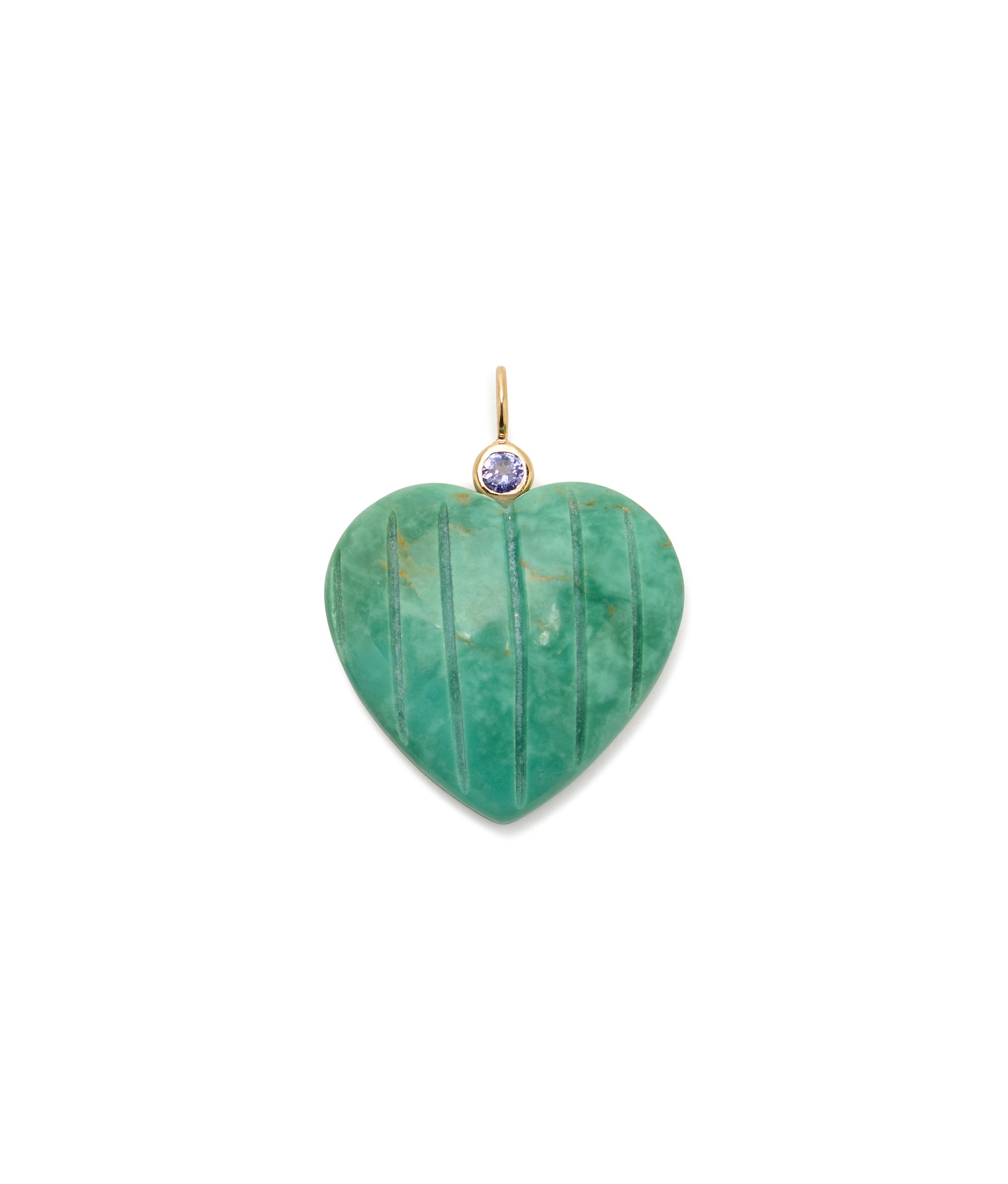 Turquoise Heart & Tanzanite 14k Gold Necklace Charm