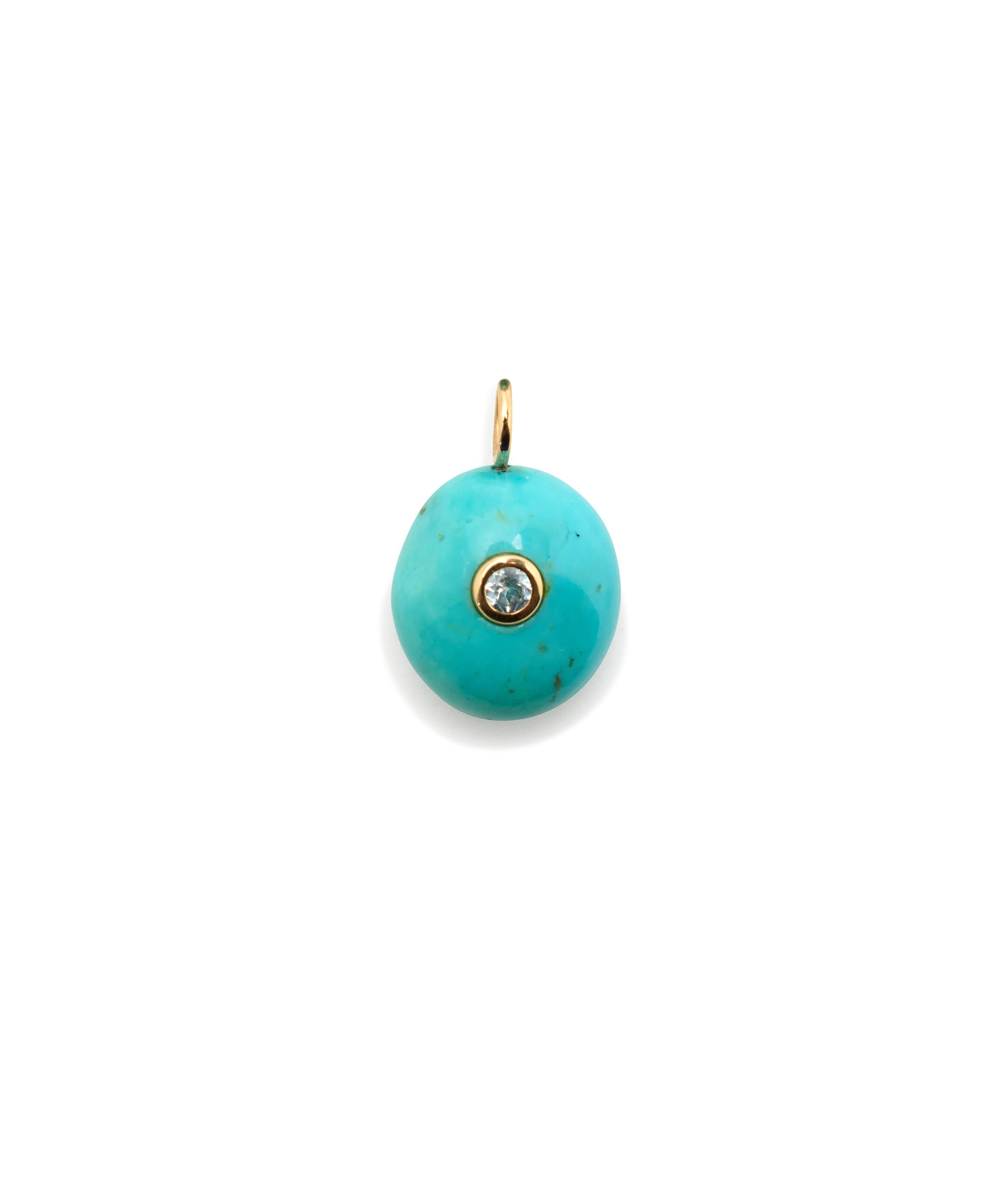 Turquoise & Sky Blue Topaz 14k Gold Necklace Charm
