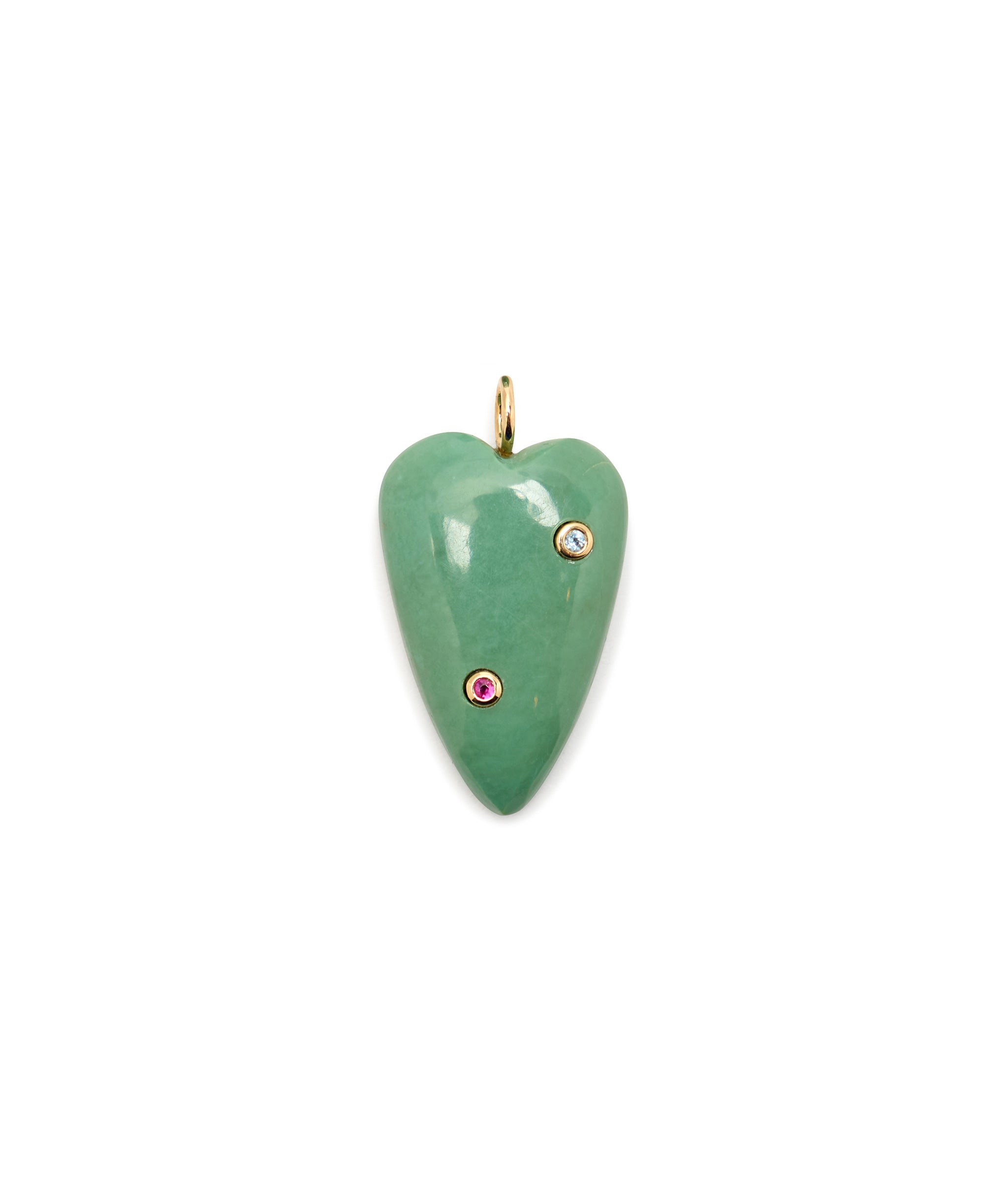 Elongated Turquoise Heart & 14k Gold Necklace Charm