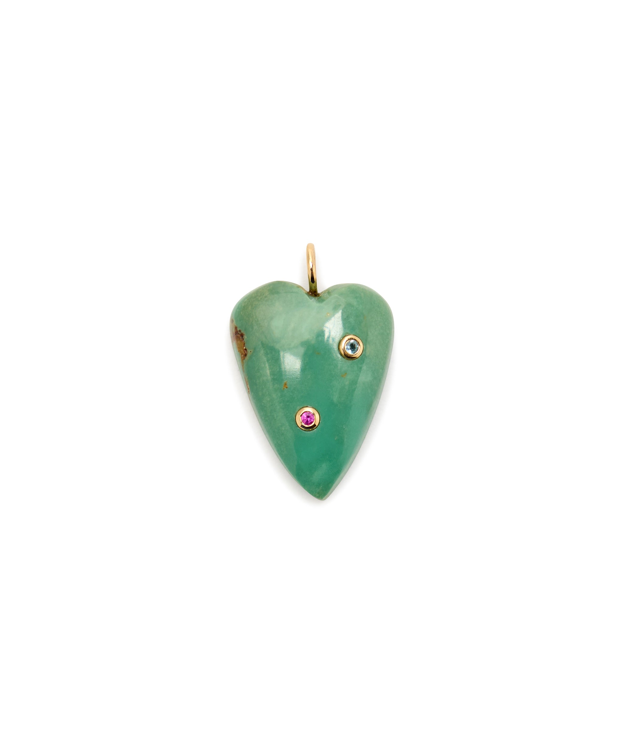 Elongated Turquoise Heart & 14k Gold Necklace Charm