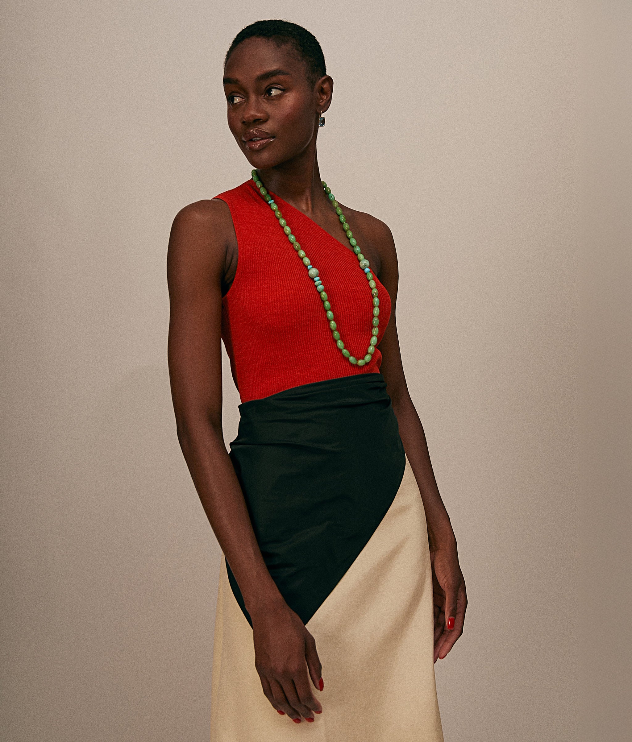 14k Gold Double-Wrap Necklace in Chrysoprase & Turquoise