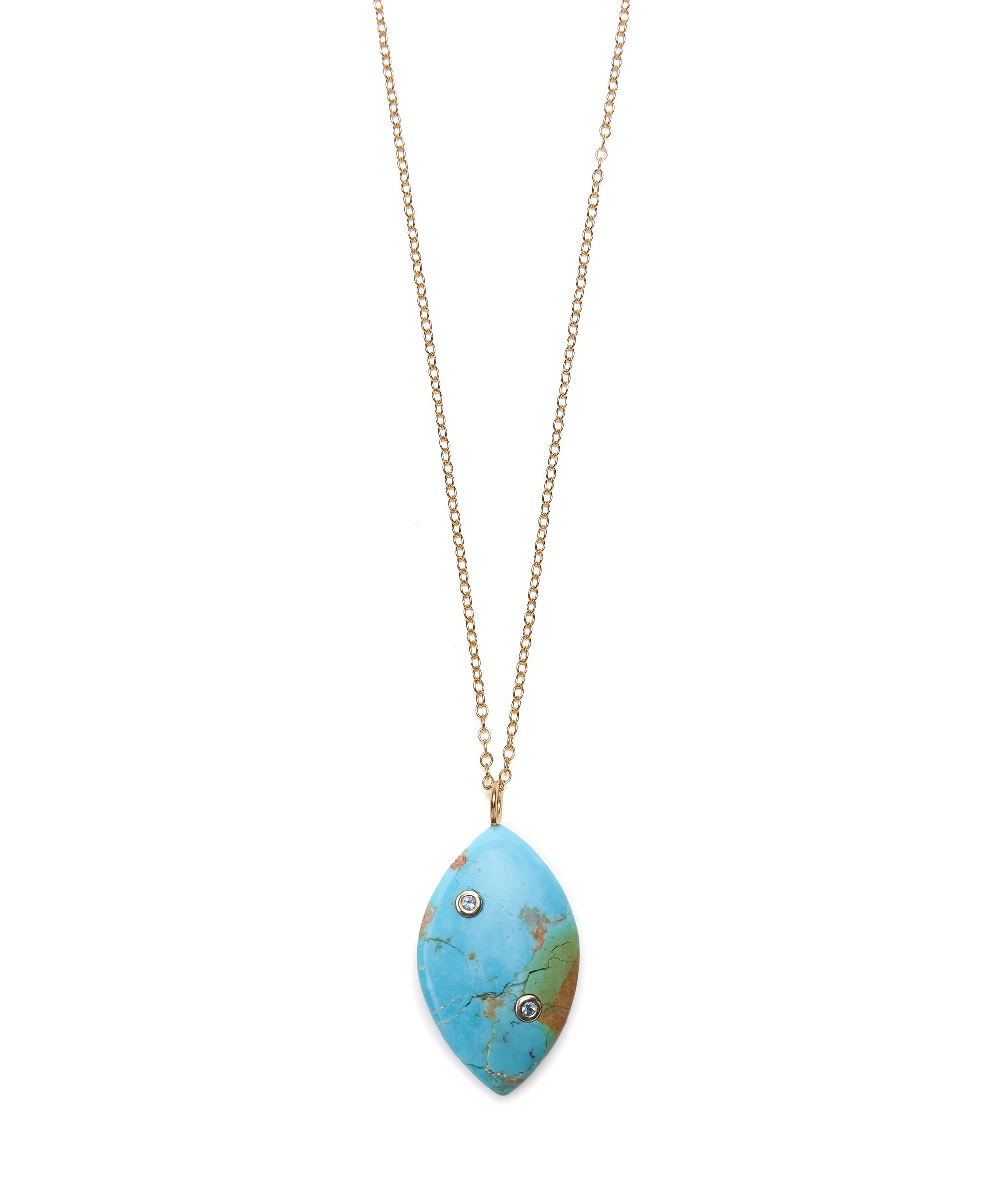 Turquoise & Sky Blue Topaz 14k Gold Necklace Charm