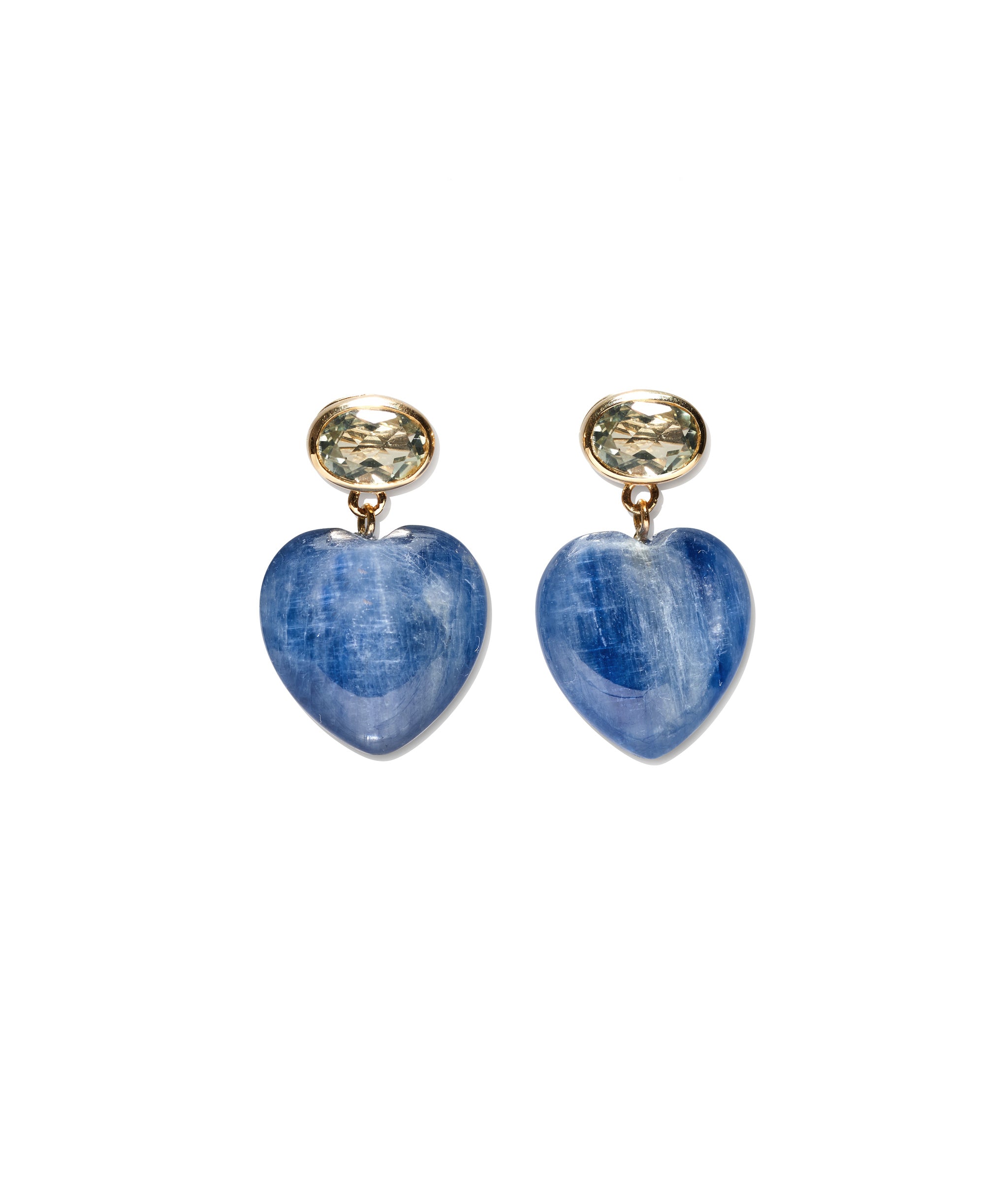 14k Gold Kyanite Heart Earrings