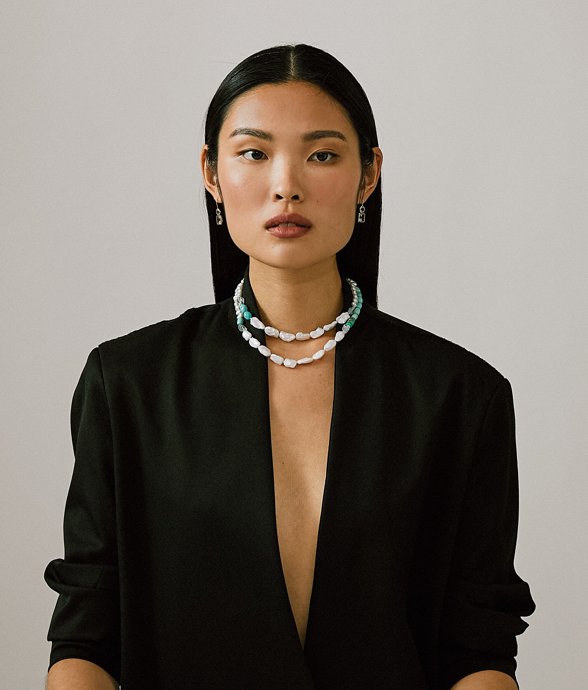 14k Gold Cabana Necklace in Turquoise & Pearl