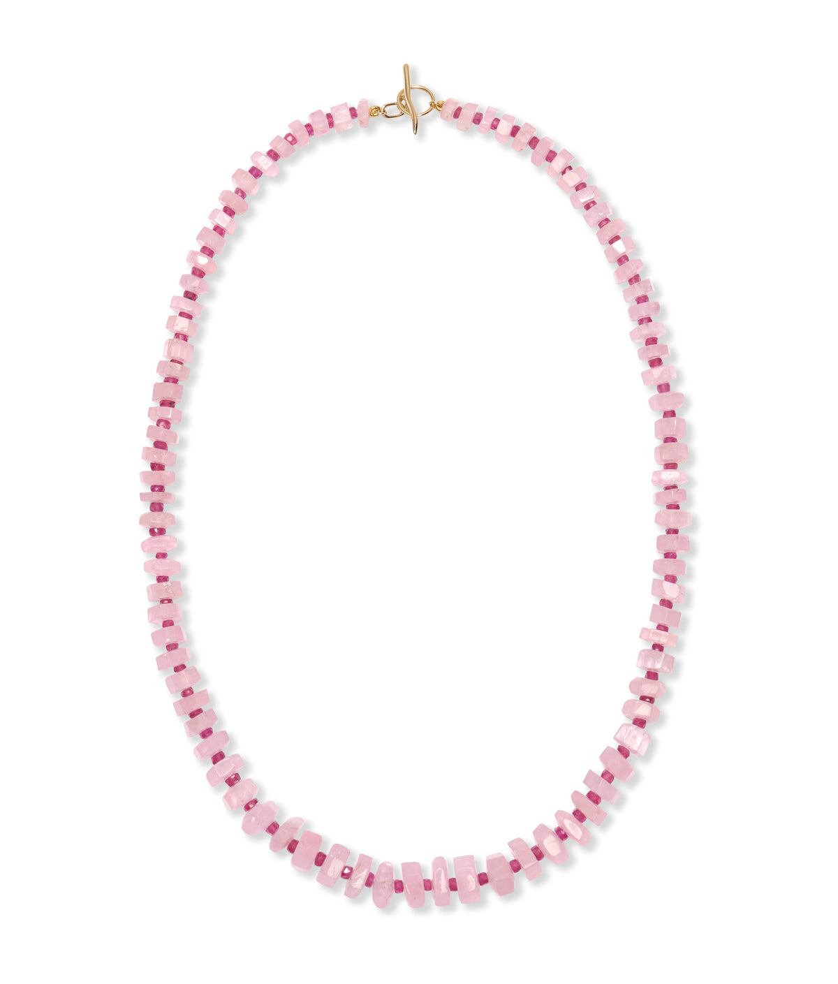 Morganite & Ruby 14k Gold Single Strand Necklace