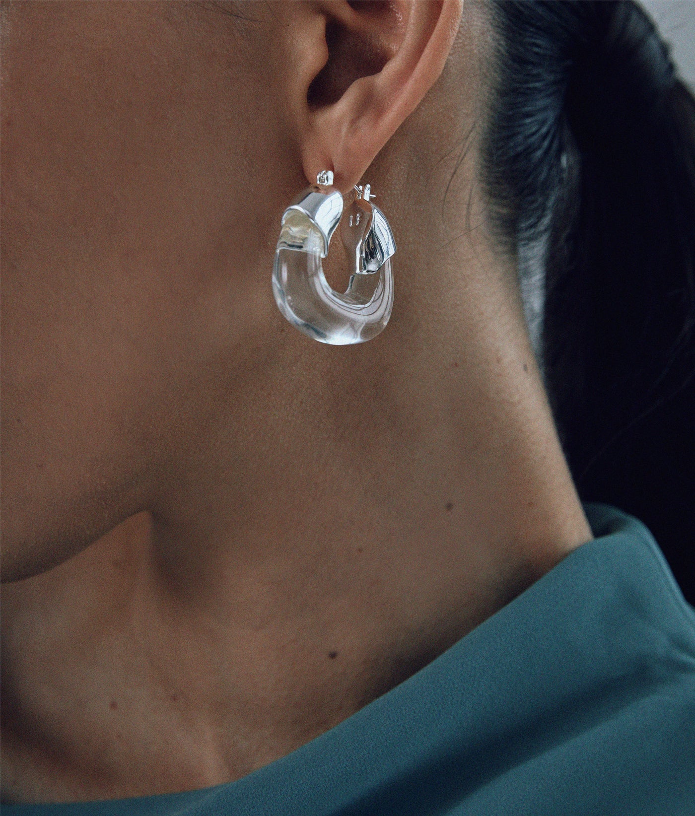 Organic Marbled Hoops - Light Blue/Gold
