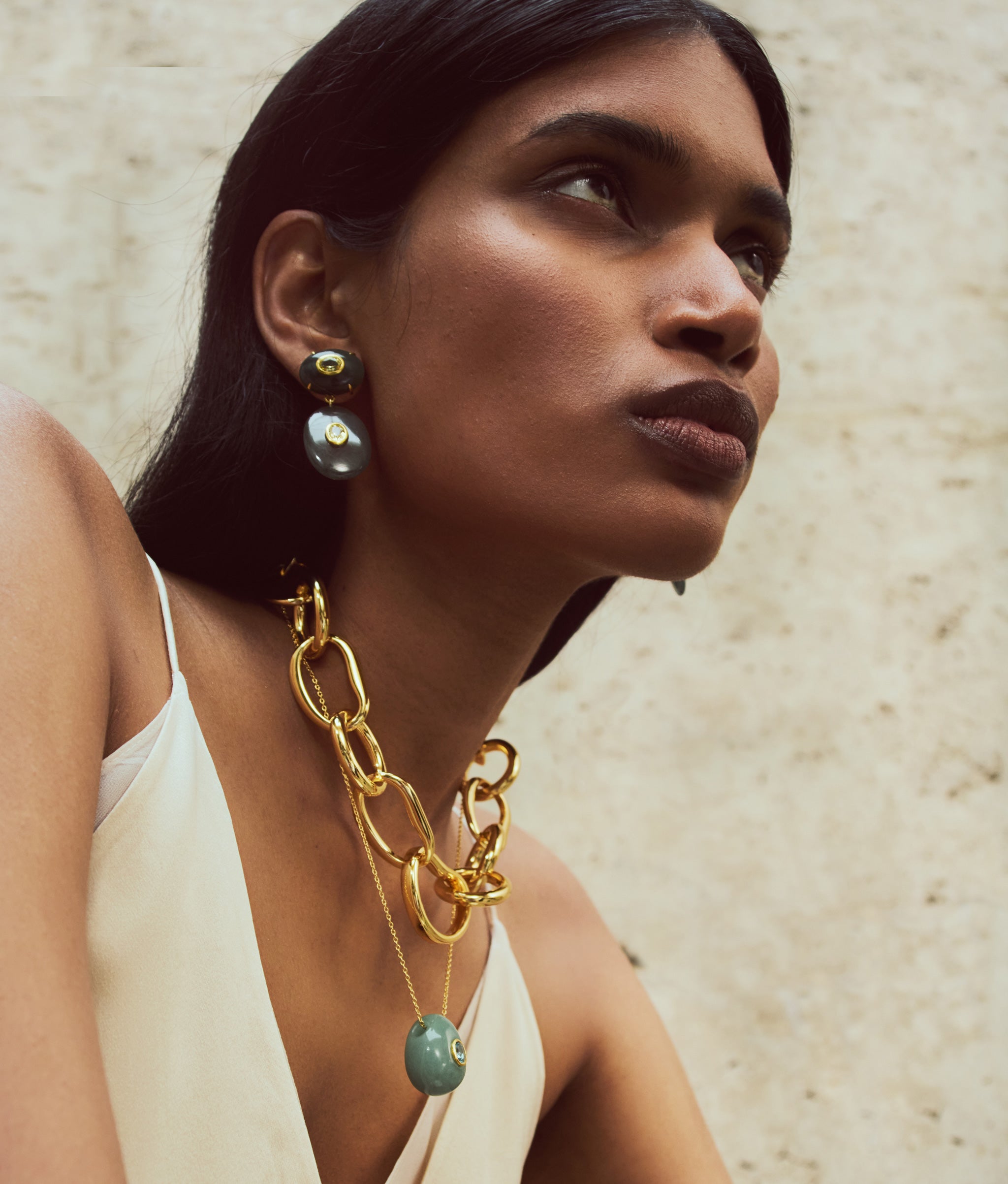 Dorothy Earrings in Green Jade