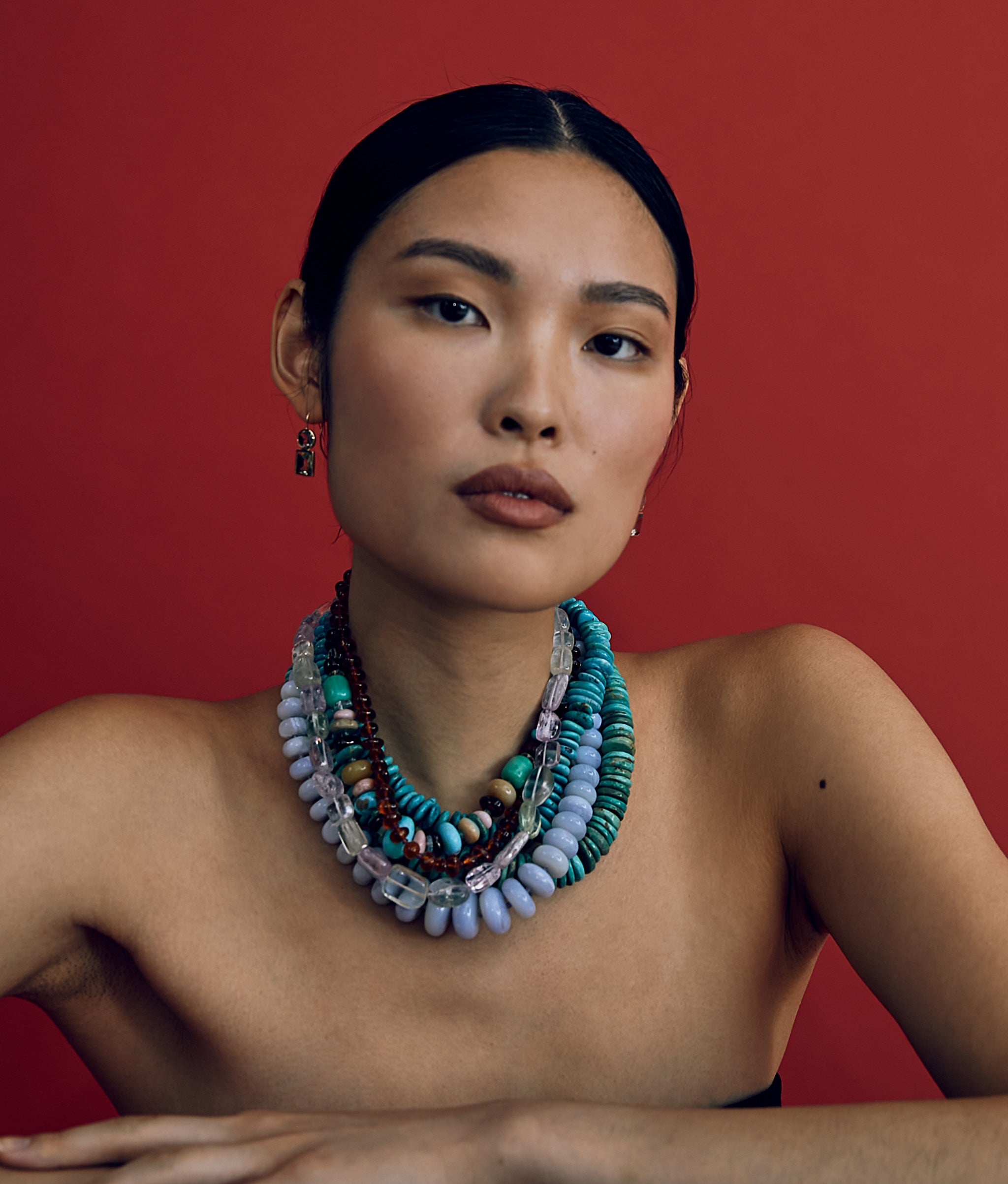 Turquoise, Tanzanite & 14k Gold Necklace