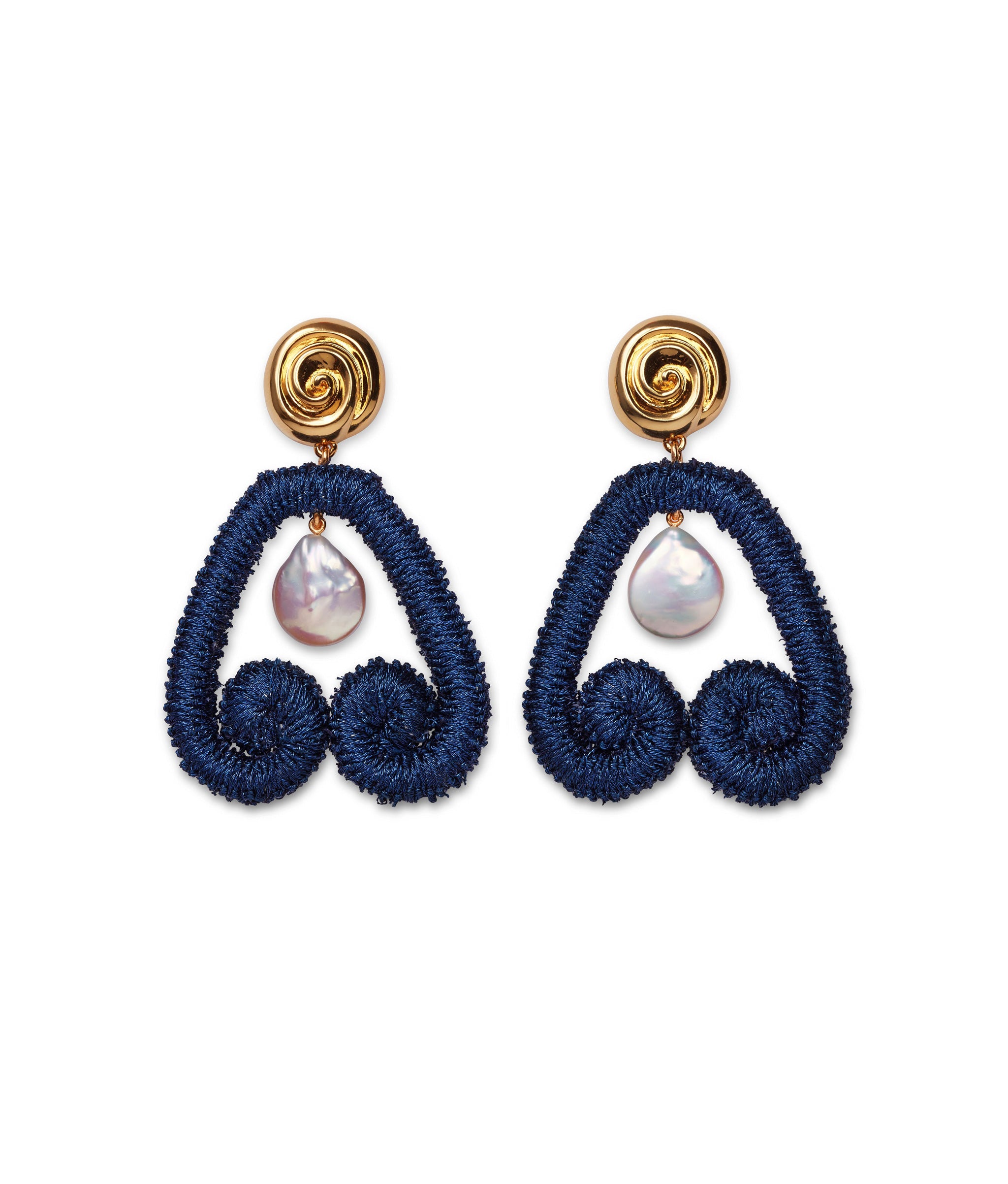 Scroll Earrings In Navy